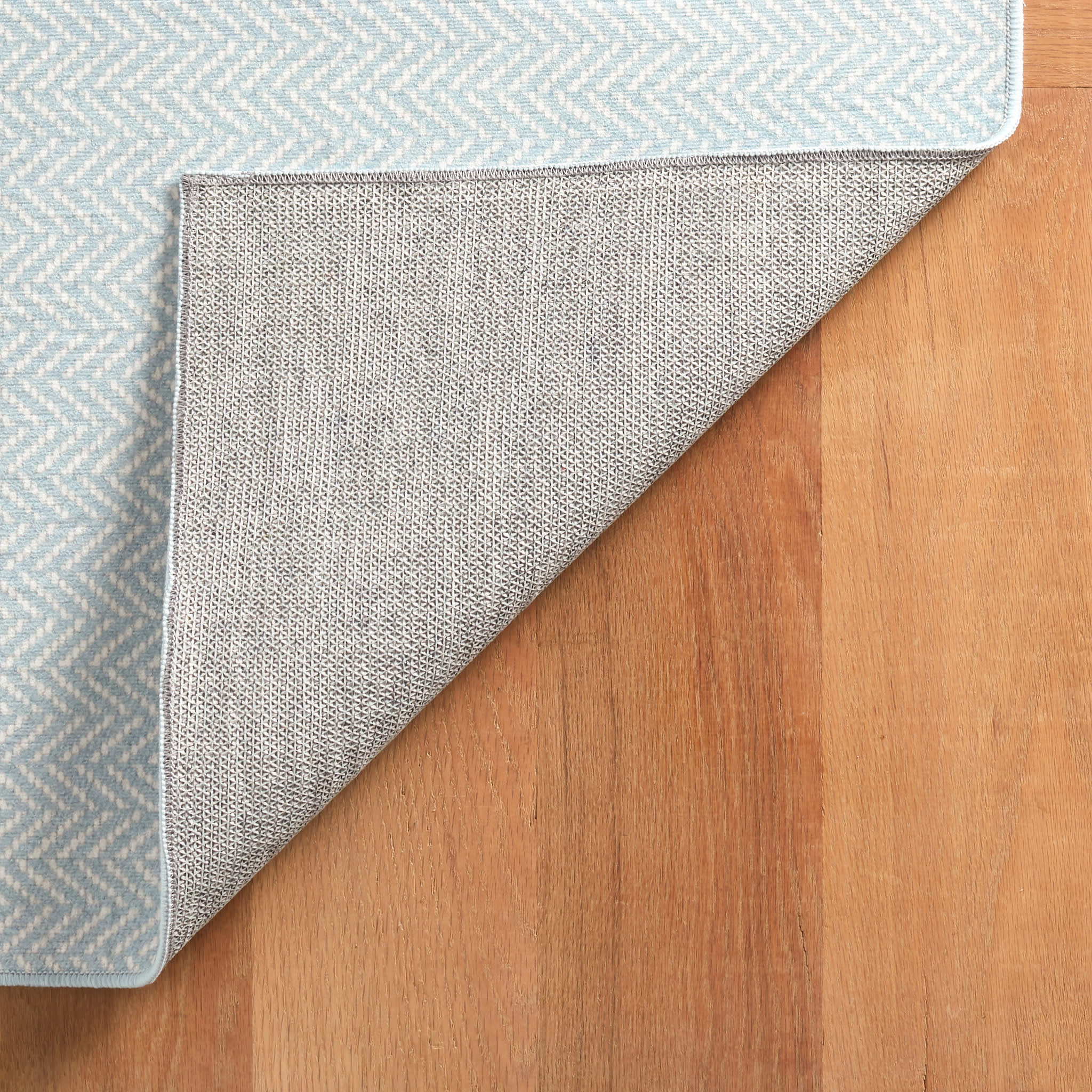 Herringbone Swedish Blue Machine Washable Rug