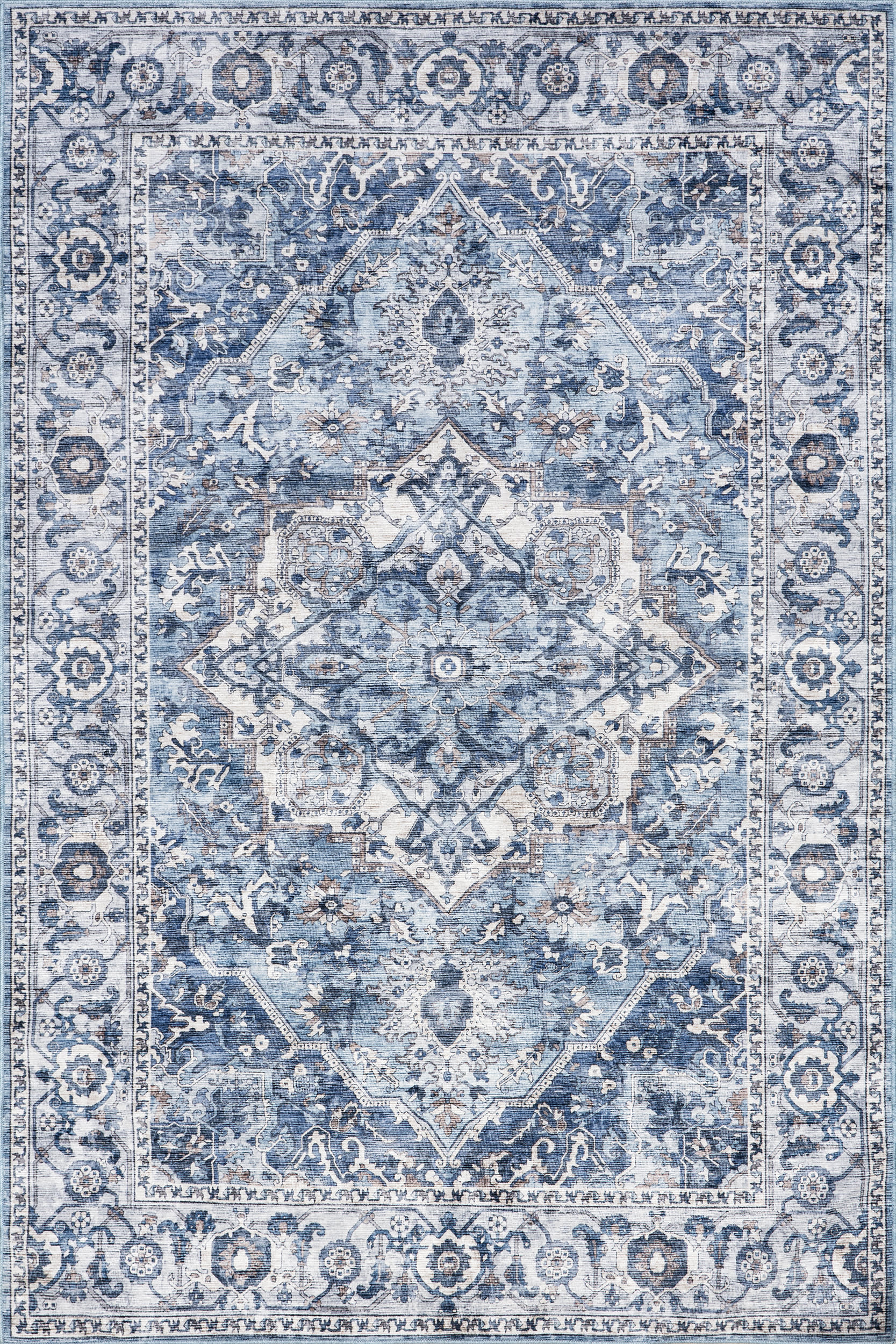 Ailish Botanical Washable Rug | Blue