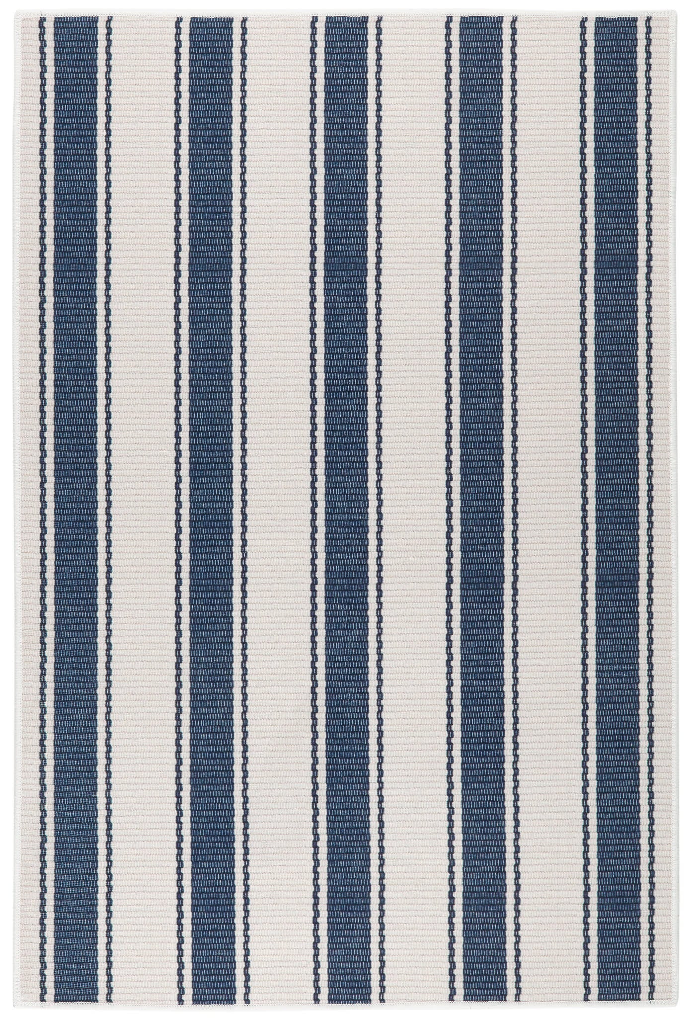 Blue Awning Stripe Machine Washable Rug