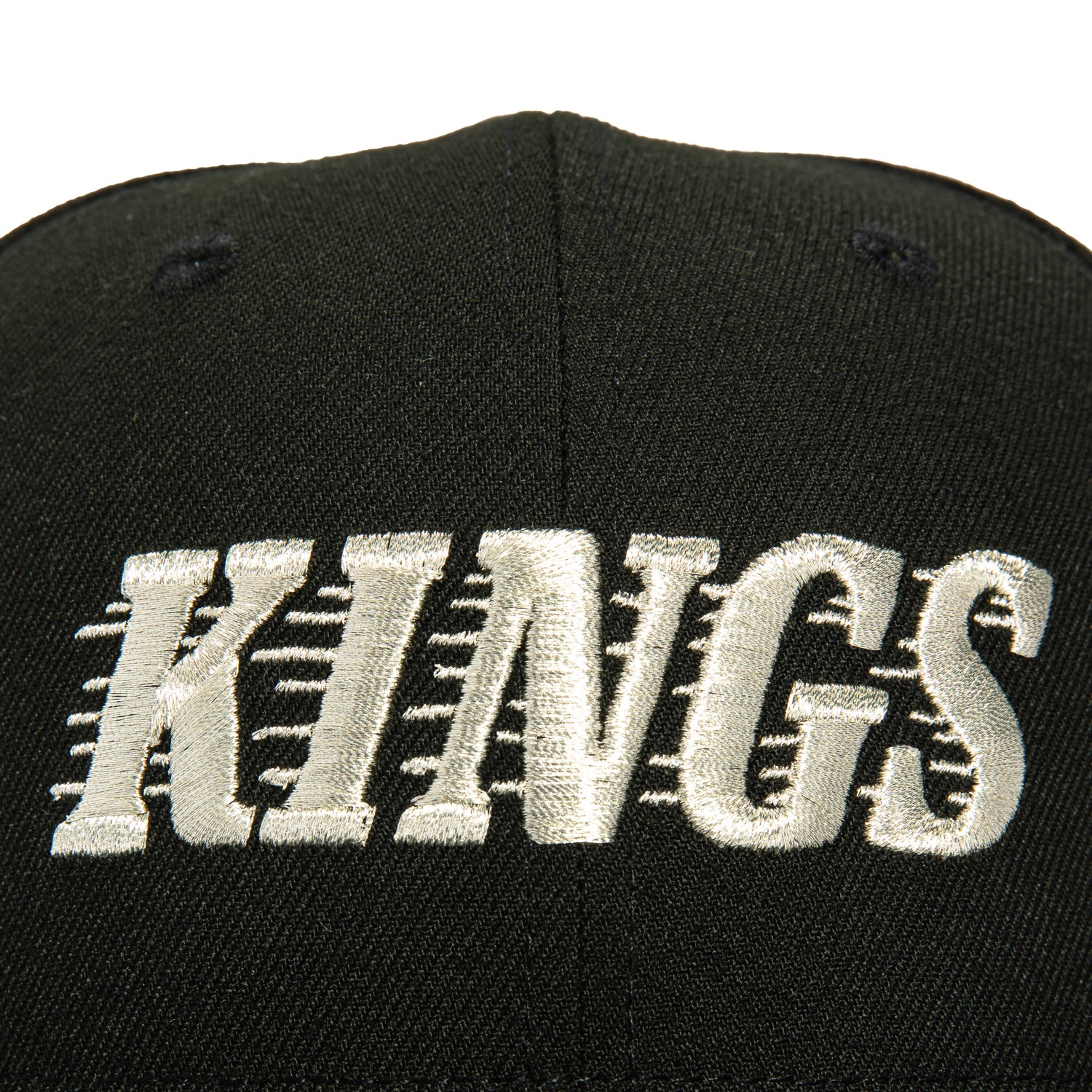 New Era 59Fifty Los Angeles Kings Logo Patch Script Hat - Black, Metallic Silver