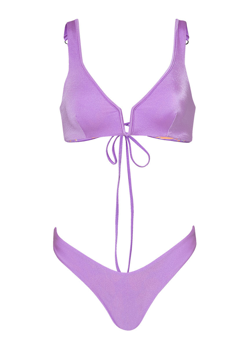 Maaji Metallic Lilac Splendour Regular Rise Thin Side Bikini Bottom