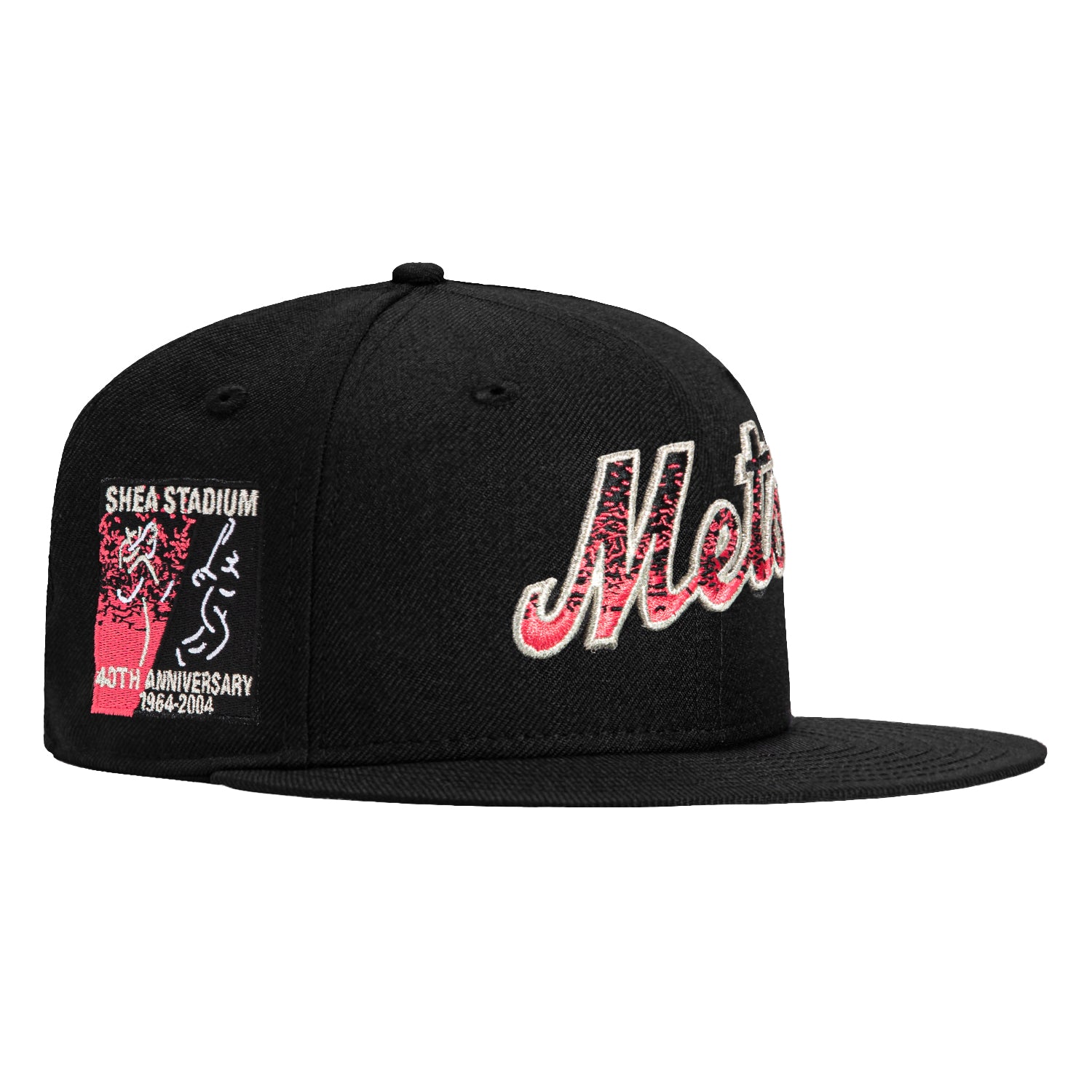 New Era 59Fifty Magma New York Mets 40th Anniversary Stadium Patch Word Hat - Black, Infrared