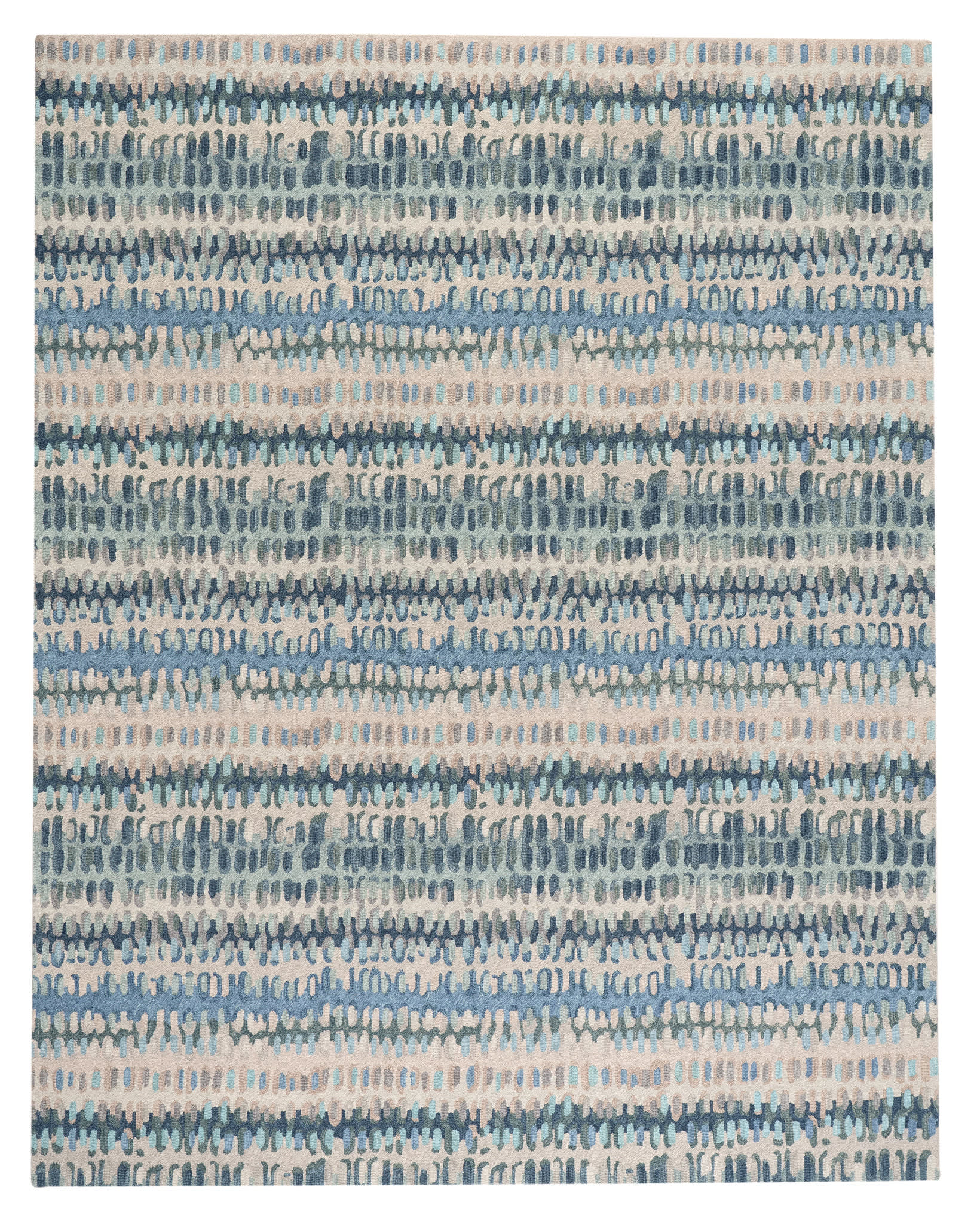 Paint Chip Blue Hand Micro Hooked Wool Rug