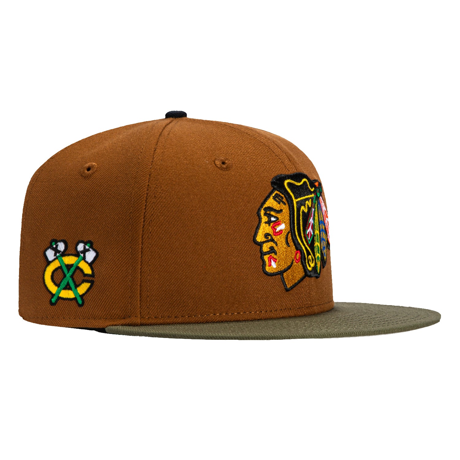 New Era 59Fifity Chicago Blackhawks Logo Patch Hat - Khaki, Olive