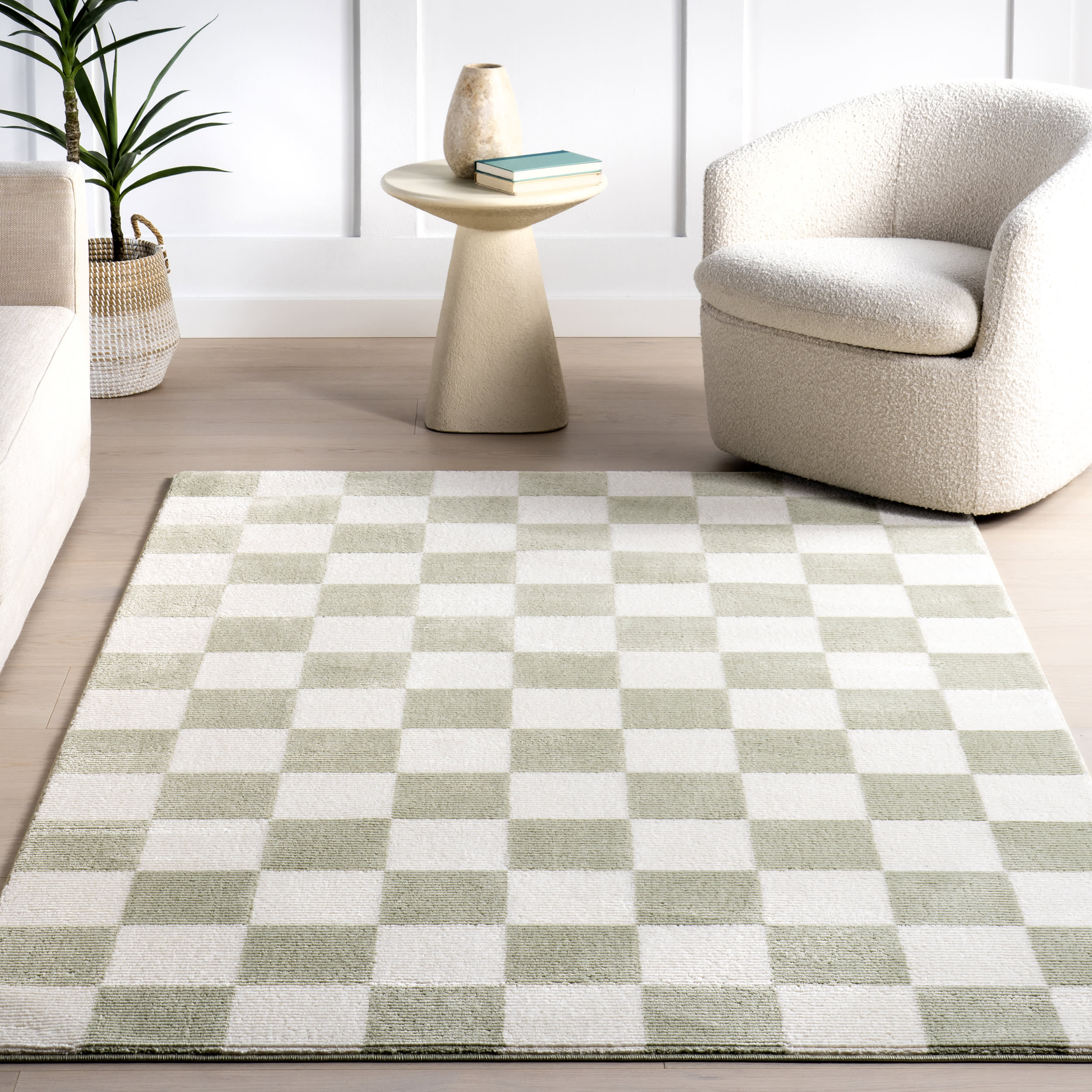 Stockton Plush Textured Washable Rug | Light Green