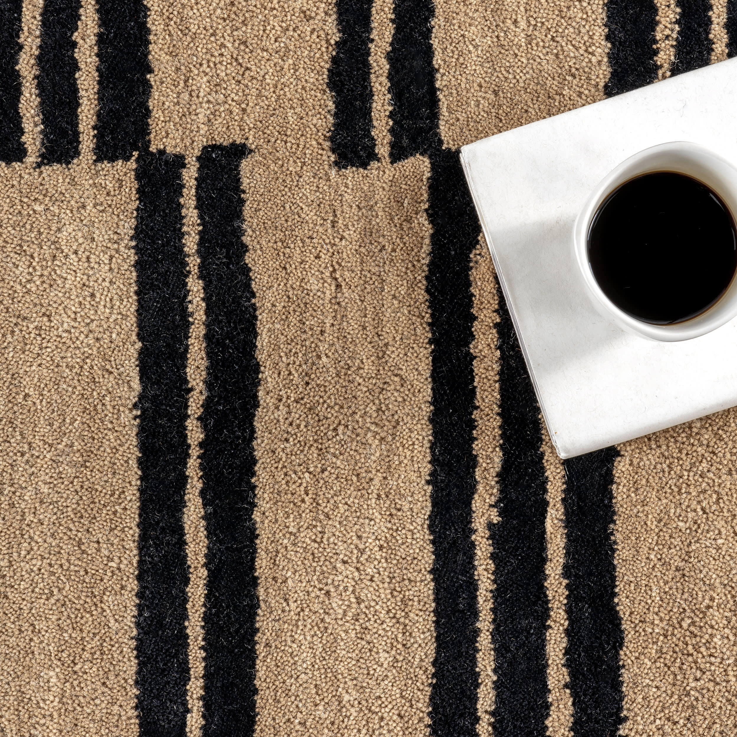 Tara Striped Wool Rug | Black