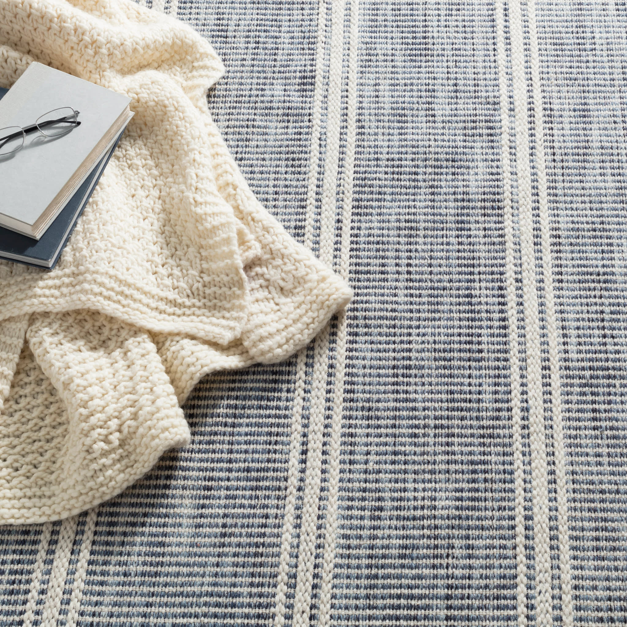 Malta Blue Handwoven Wool Rug