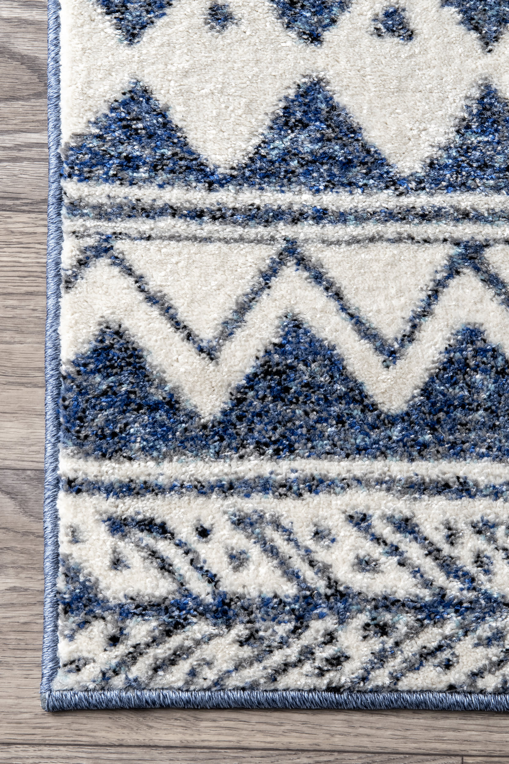 Banded Geometric Rug | Navy