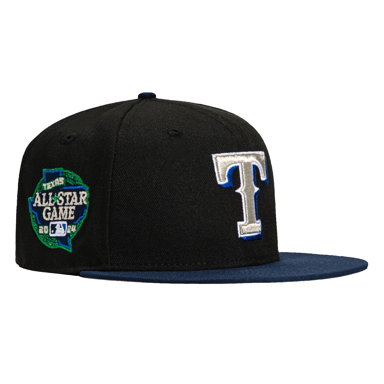 New Era 59Fifty Texas Rangers 2024 All Star Game Patch Hat - Black, Navy, Metallic Silver, Royal