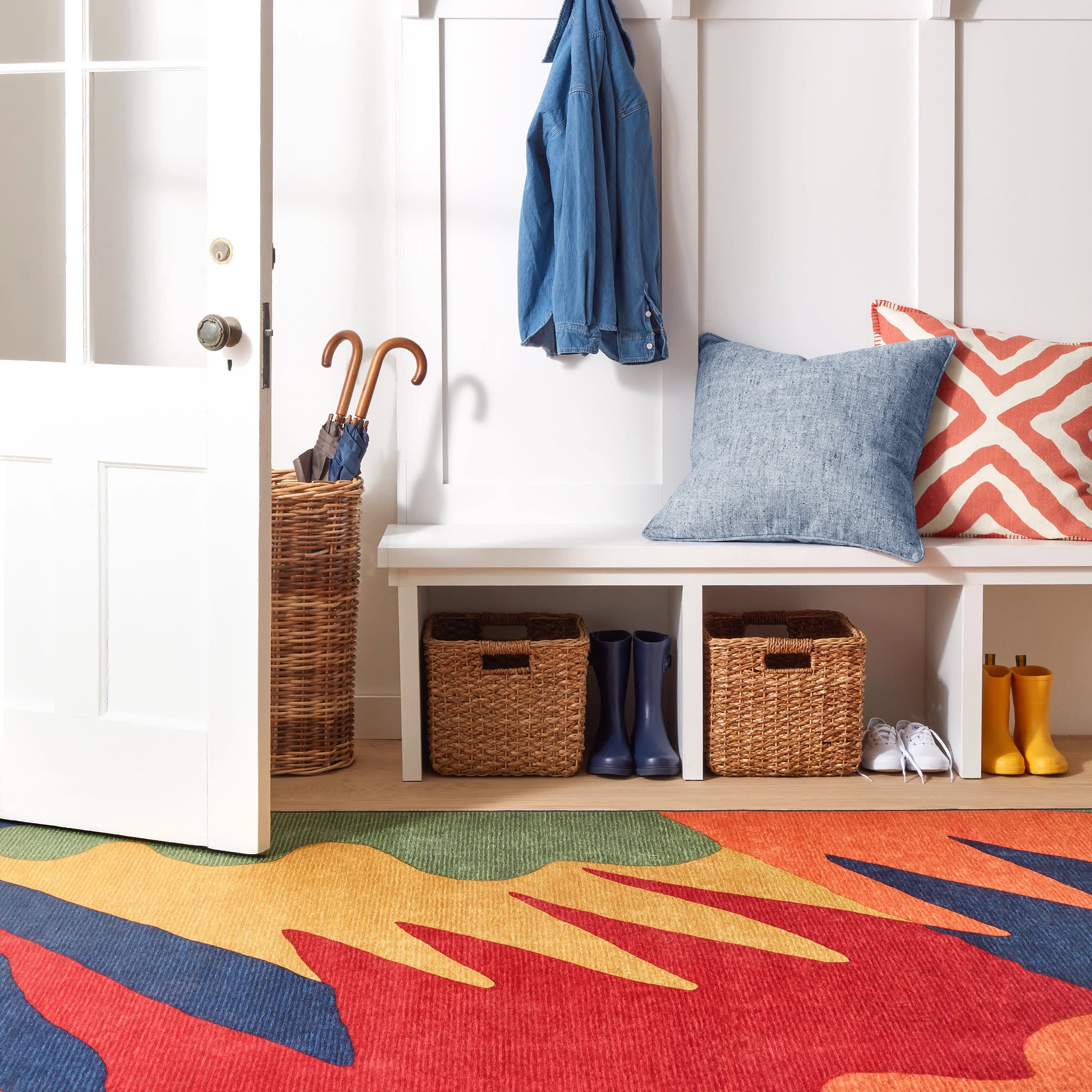 Graphic Multi Machine Washable Rug