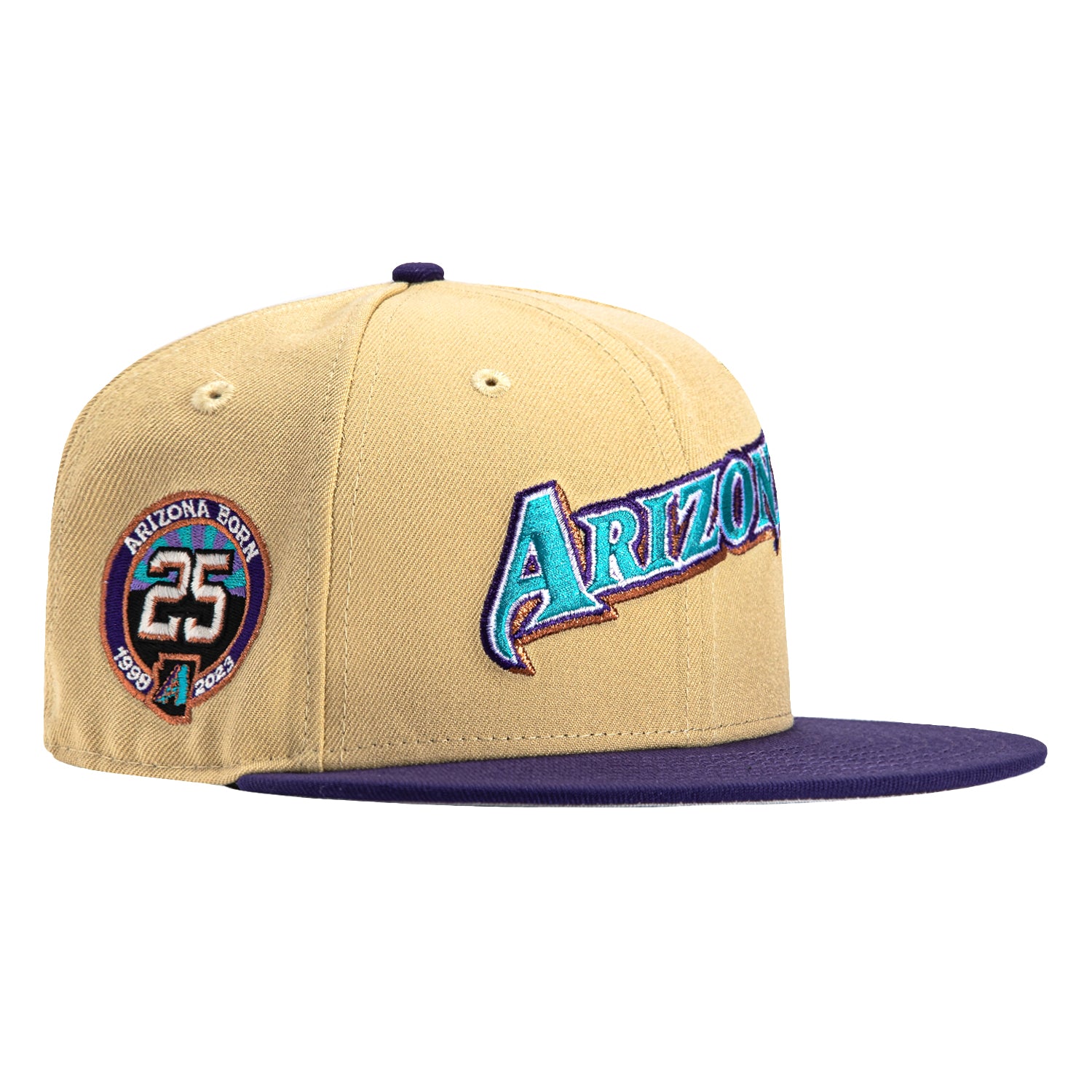 New Era 59Fifty Arizona Diamondbacks 25th Anniversary Patch Word Hat - Tan, Purple