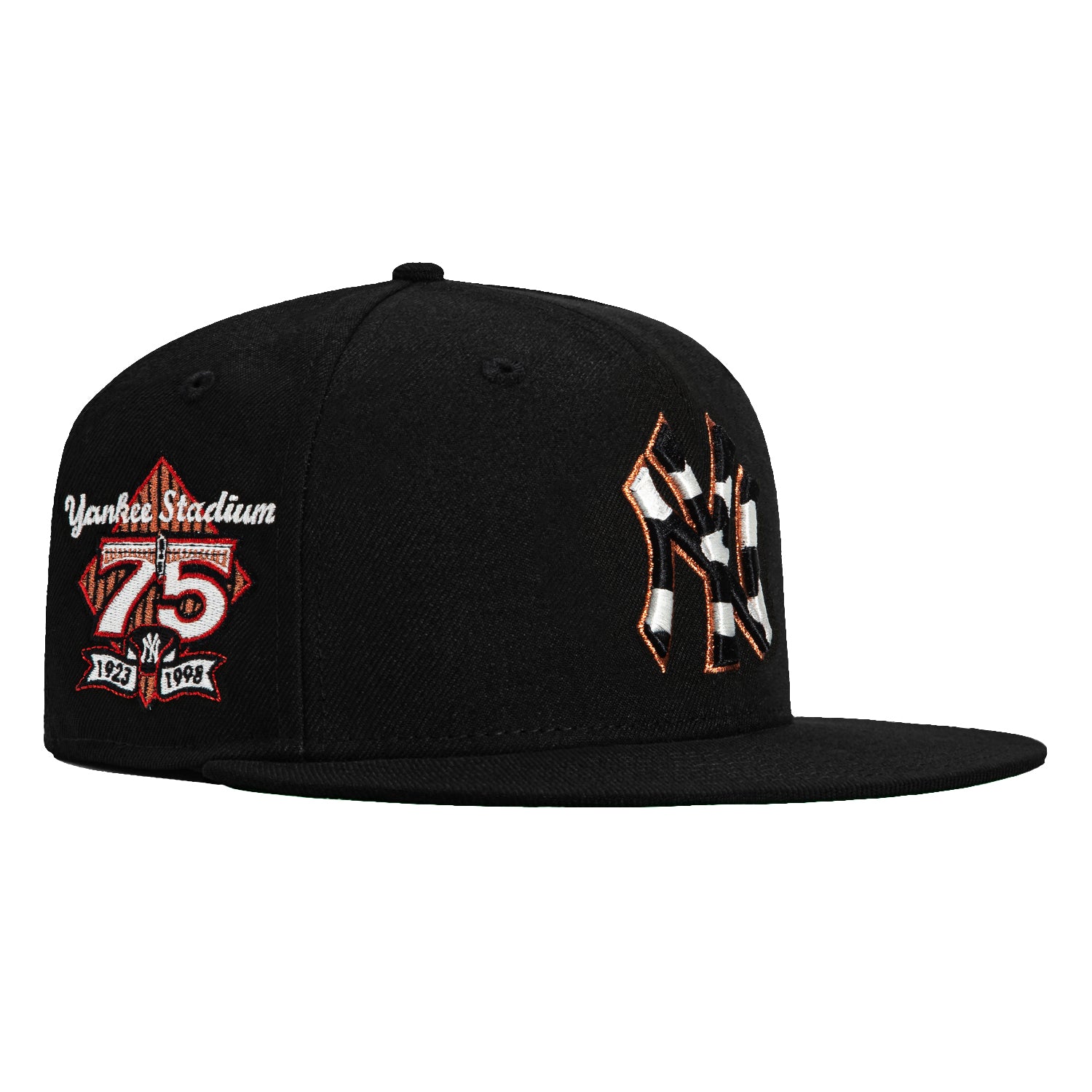 New Era 59Fifty Cattle Pack New York Yankees 75th Anniversary Stadium Patch Hat - Black, White, Metallic Copper