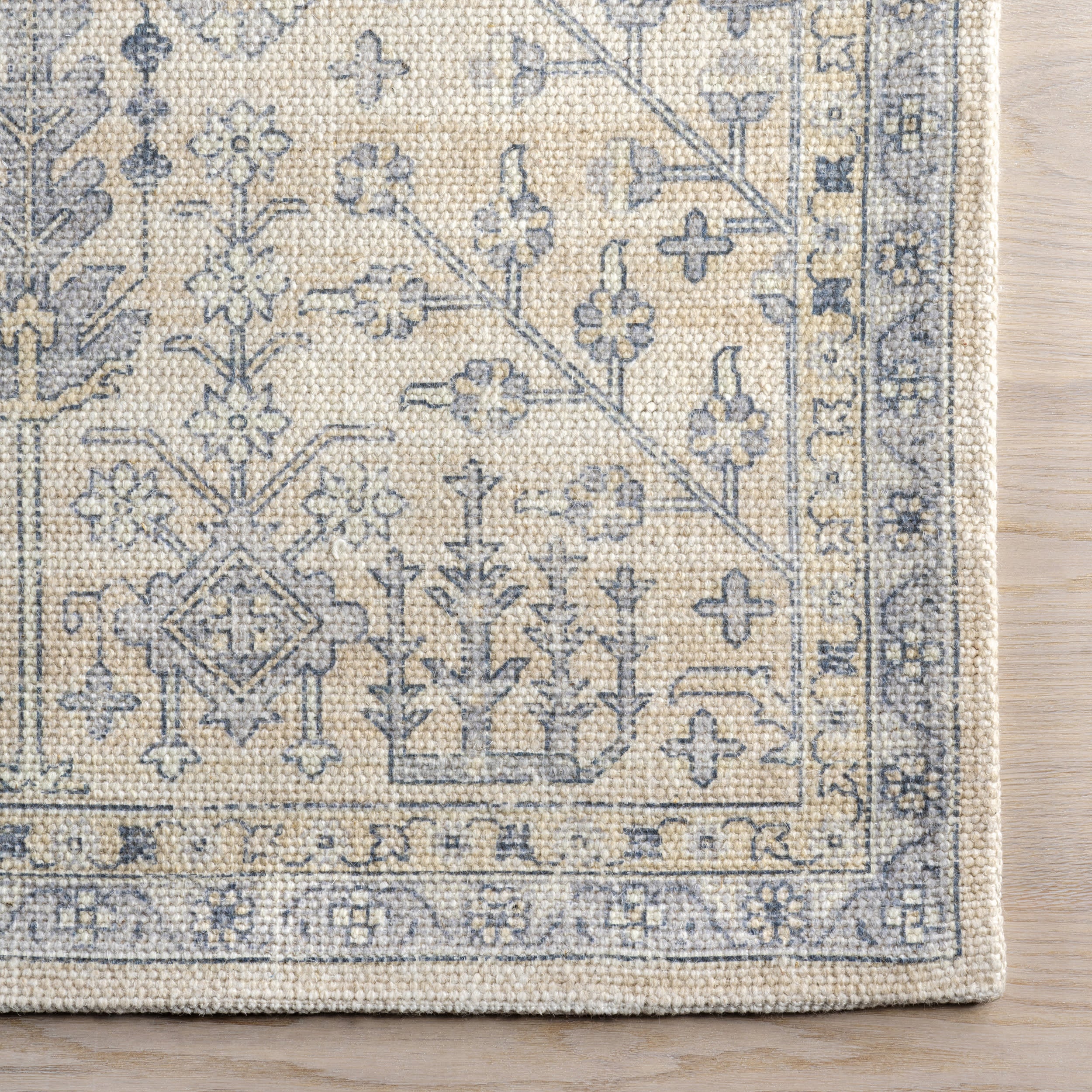 Flora Wool and Cotton Rug | Slate Blue