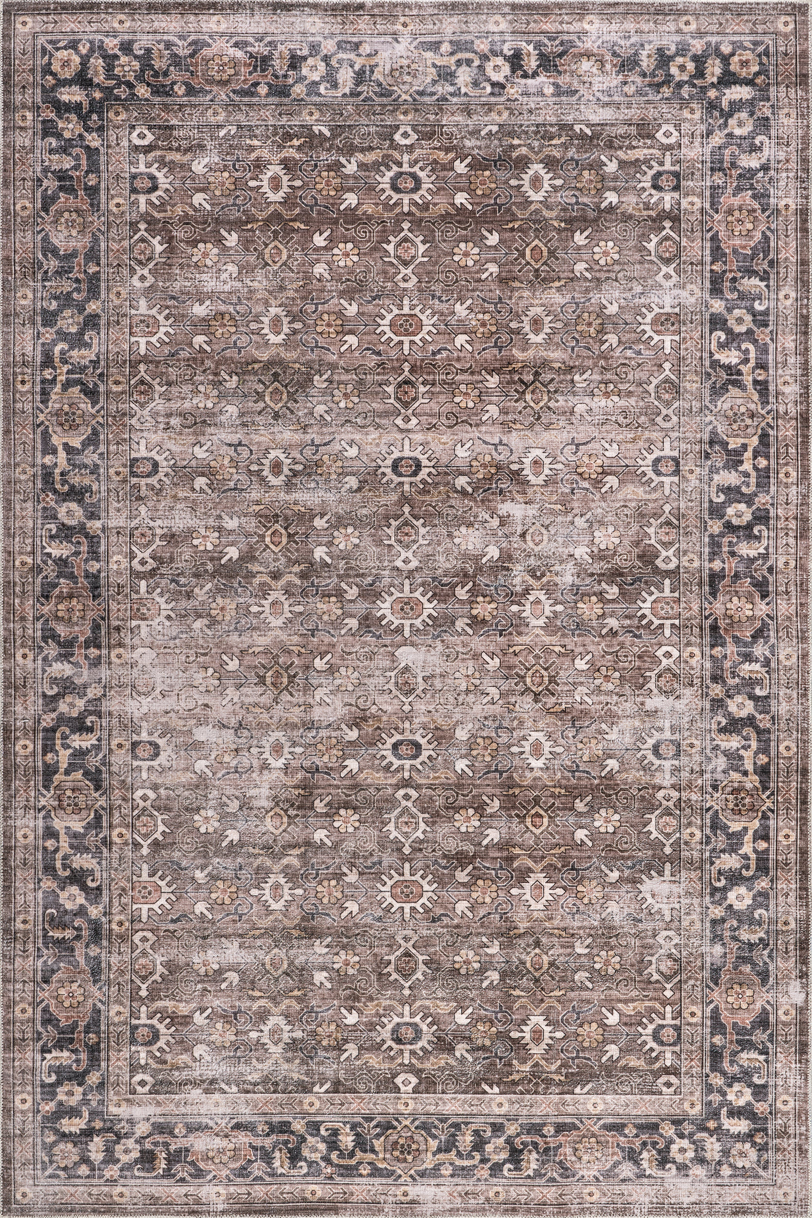 Myrtle Washable Vintage Rug | Brown