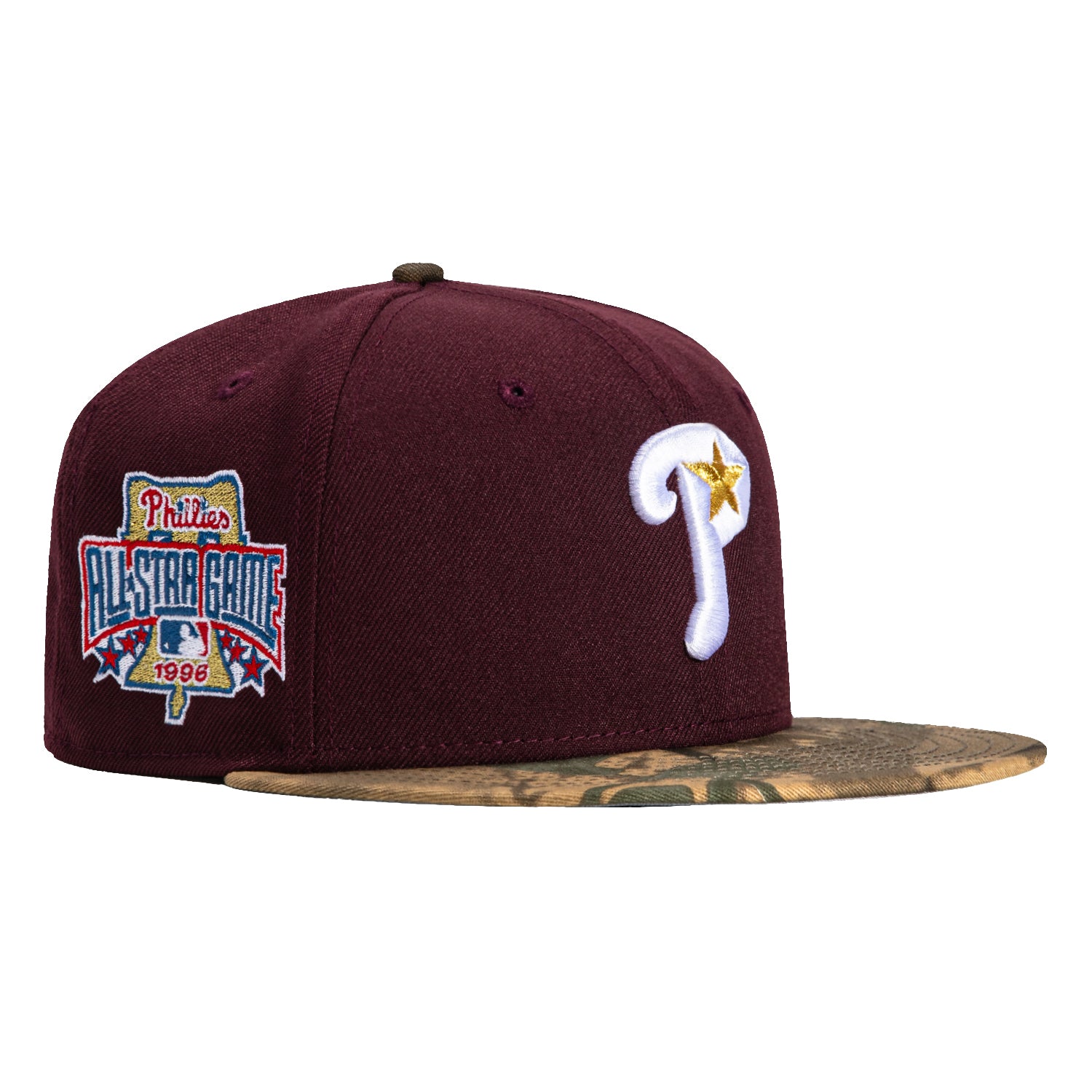 New Era 59Fifty Blur Tree Philadelphia Phillies 1996 All Star Game Patch Alternate Hat - Maroon, Camo