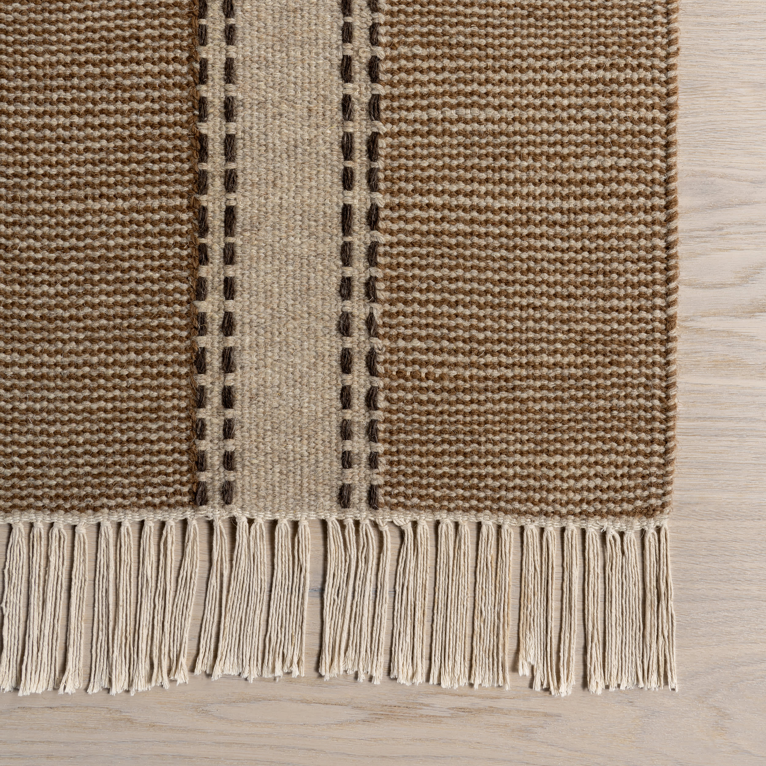 Corbett Fringed Wool Rug | Beige