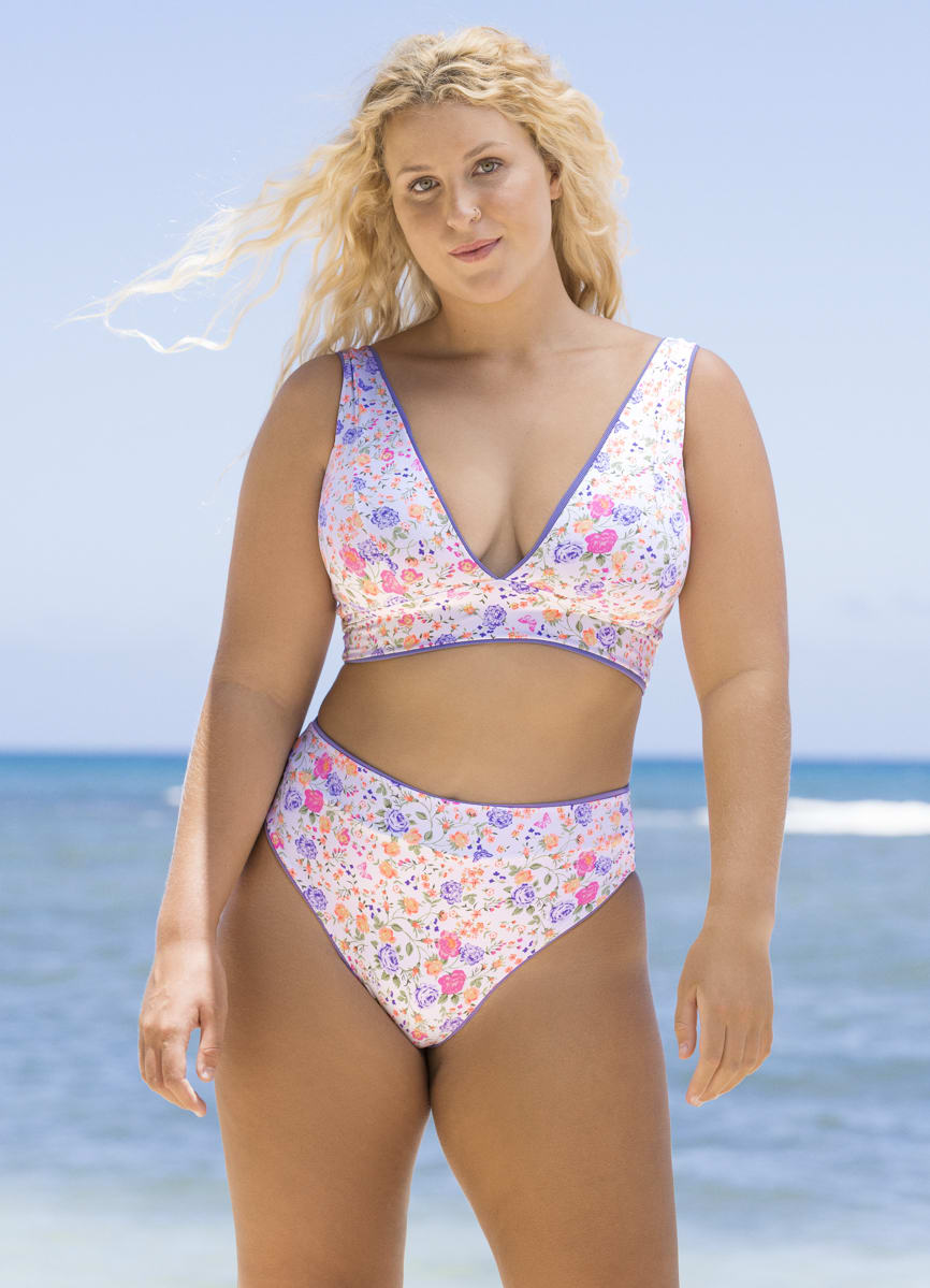 Maaji Periwinkle Paradise Long Line Triangle Bikini Top