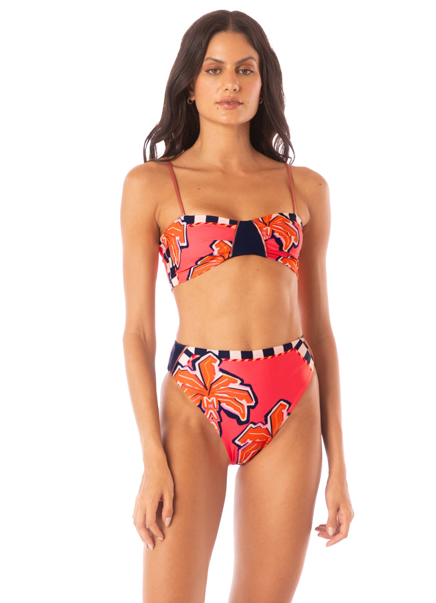 Maaji Racing Palms Opal High Rise Classic Bikini Bottom