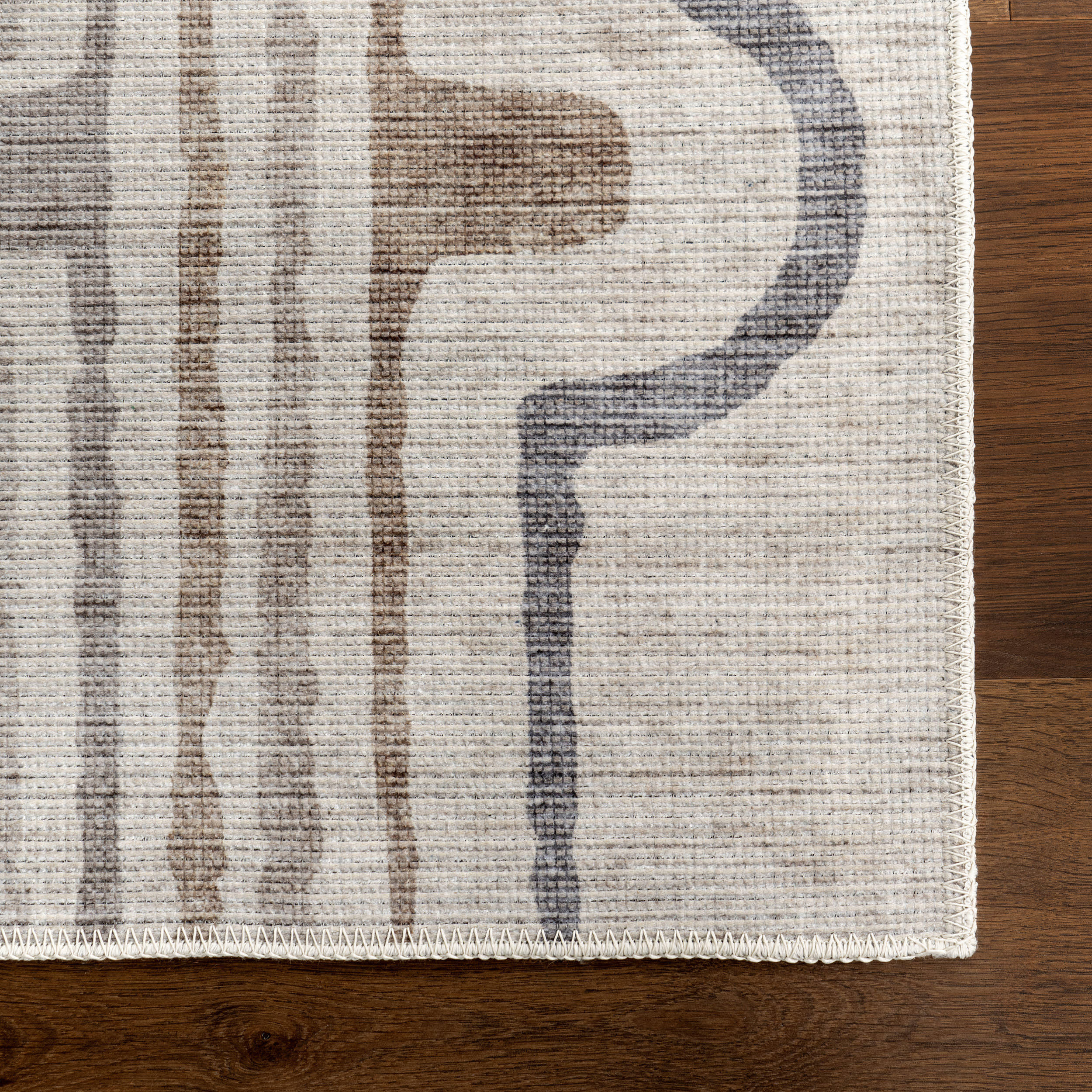 Nyra Groovy Washable Rug | Taupe