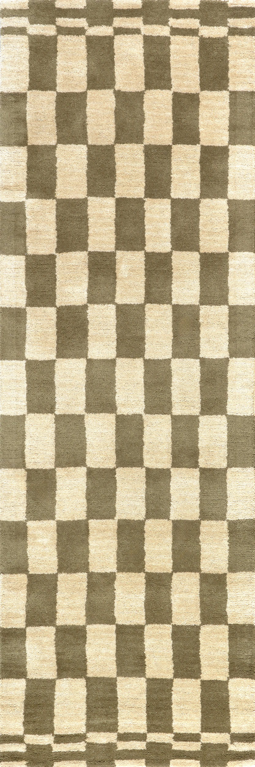 Kai Checkerboard Wool Rug | Olive