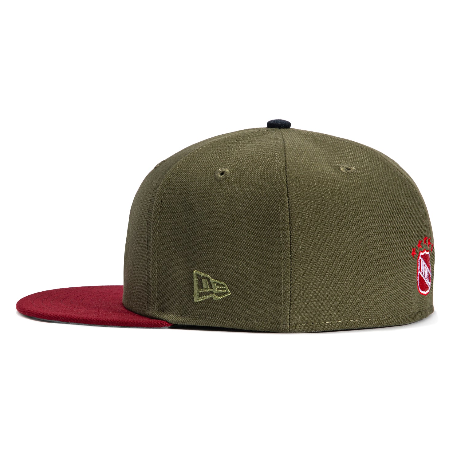 New Era 59Fifity Detroit Red Wings Logo Patch Hat - Olive, Cardinal