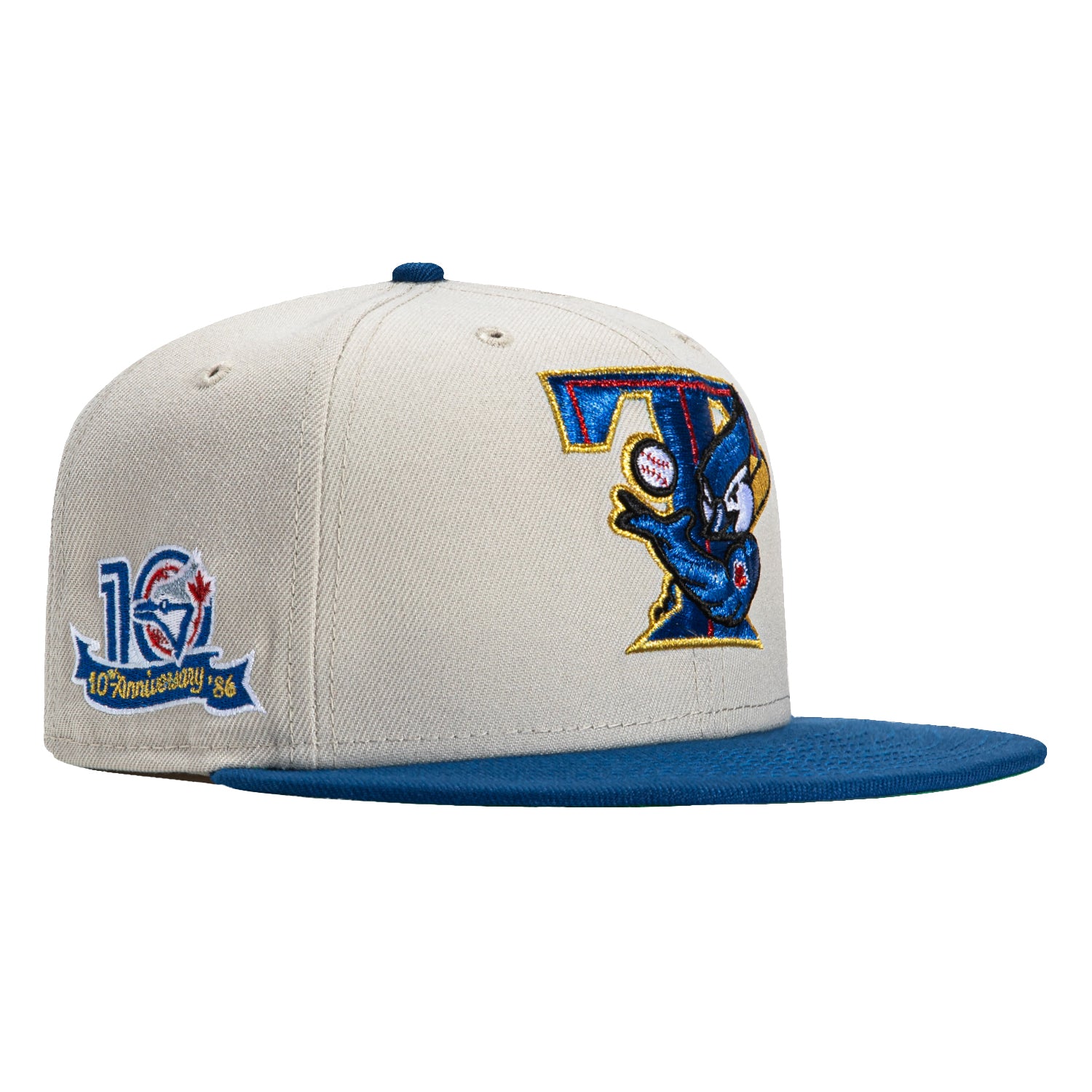 New Era 59Fifty Coco Mango Cherry Toronto Blue Jays 10th Anniversary Patch Hat - Stone, Royal