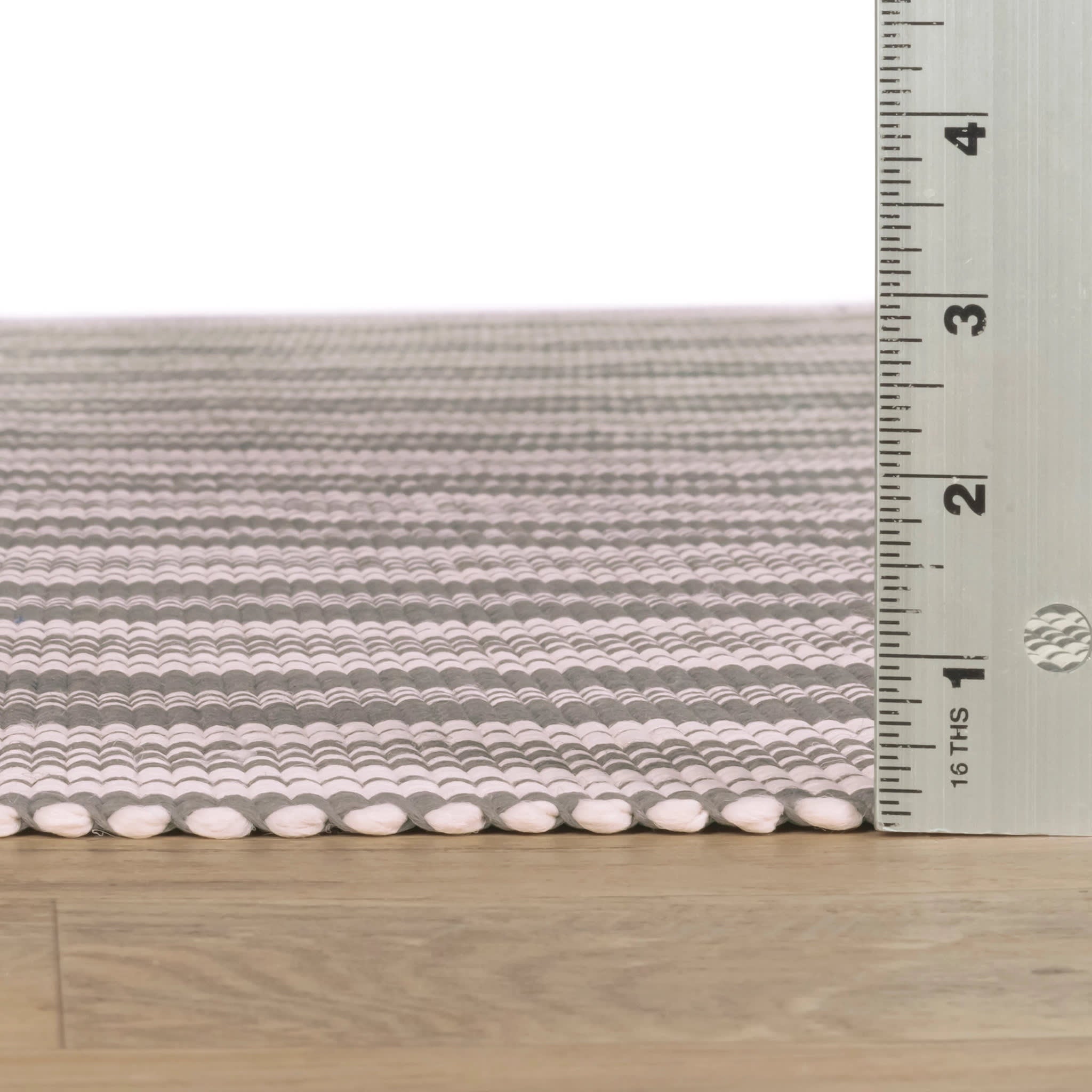 Ticking Stripe Grey/Ivory Handwoven Indoor/Outdoor Rug