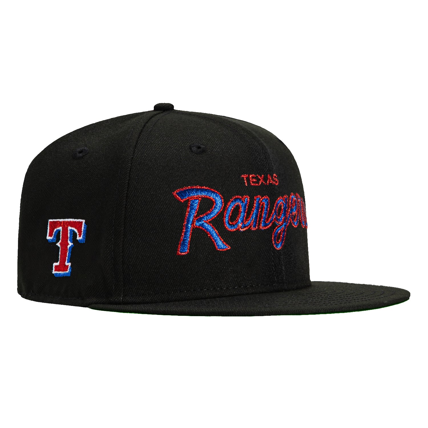 New Era 59Fifty Texas Rangers Logo Patch Script Hat - Black