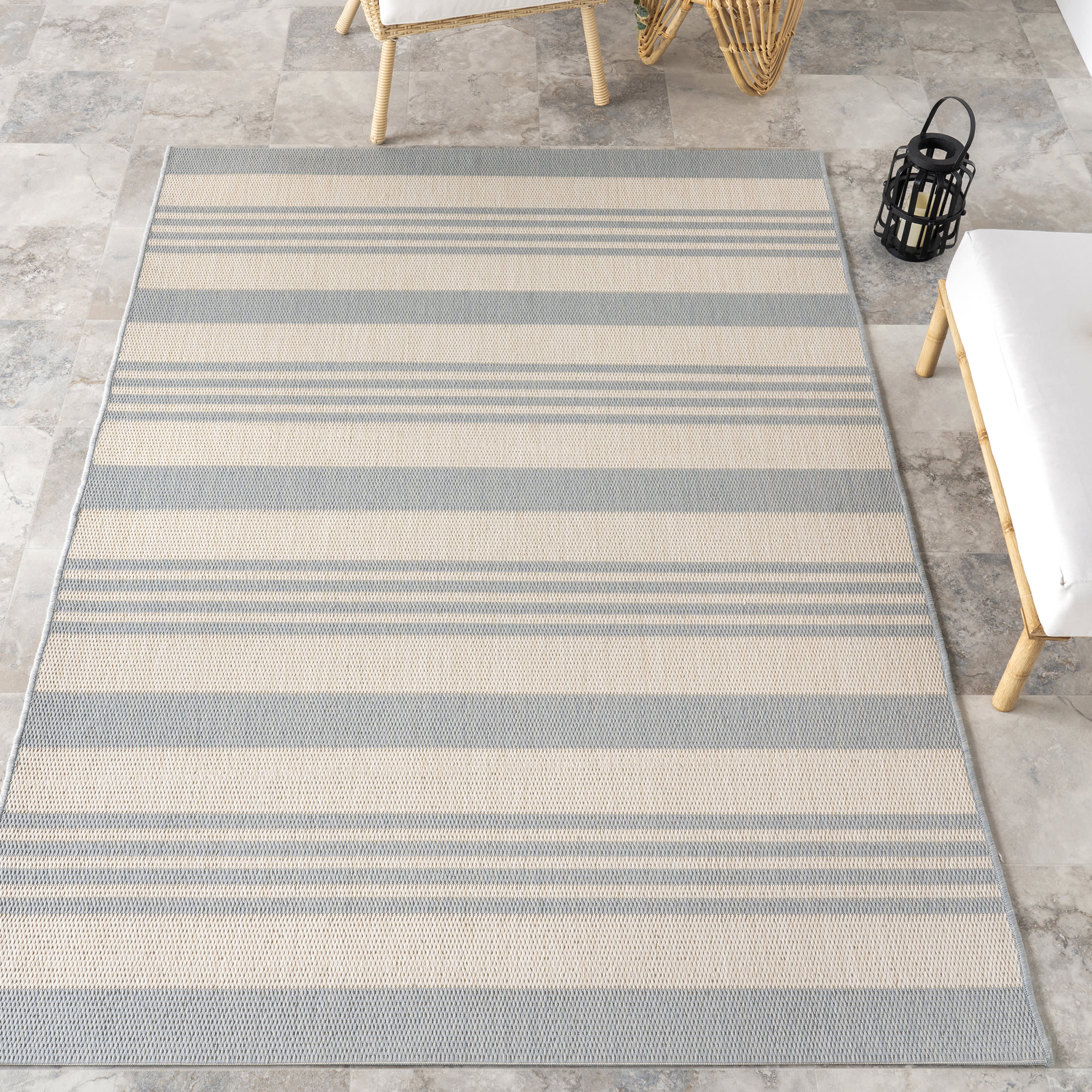 Regency Stripes Indoor/Outdoor Rug | Light Grey