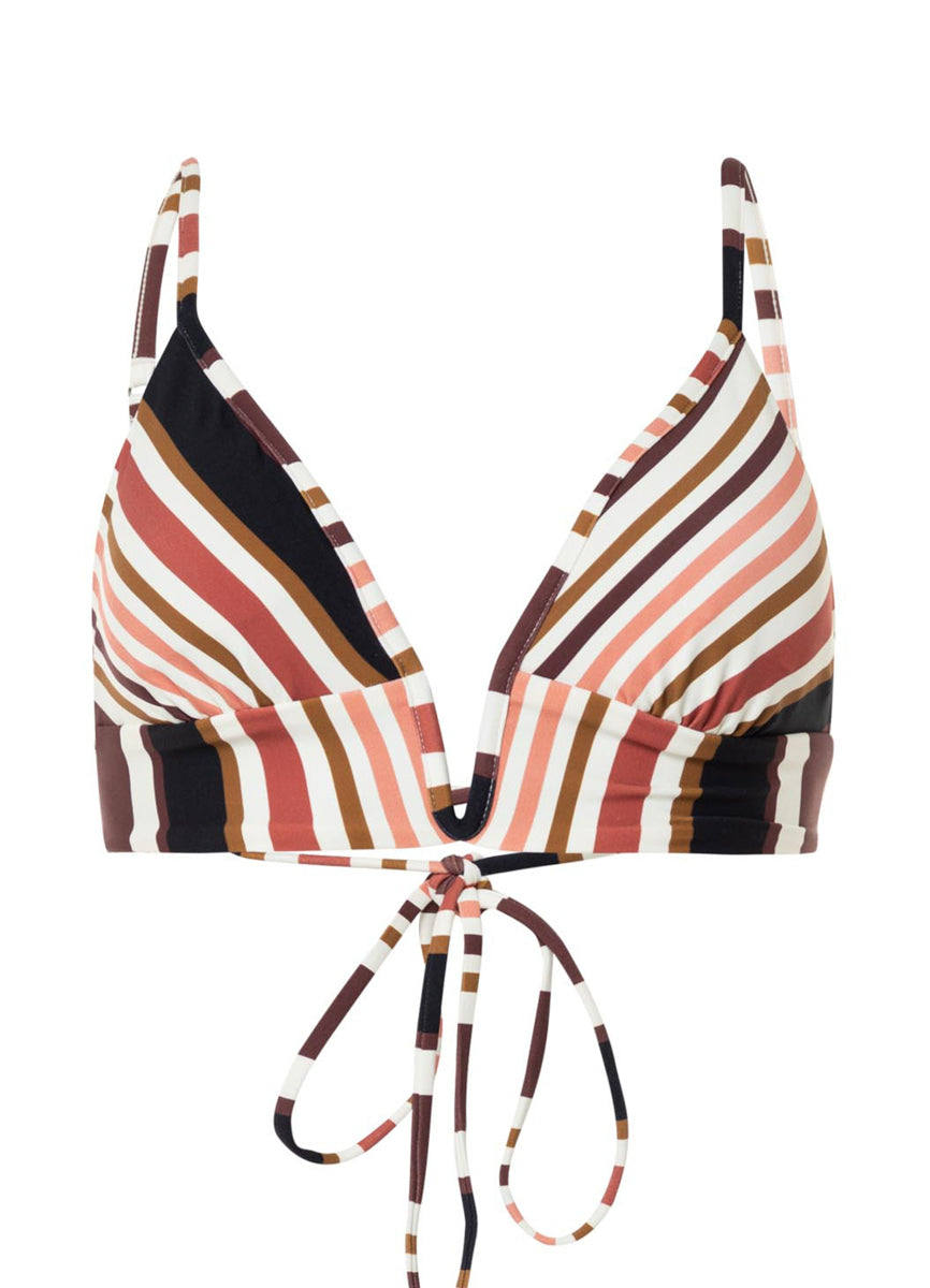 Maaji Burgundy Barcode Parade Long Line Triangle Bikini Top