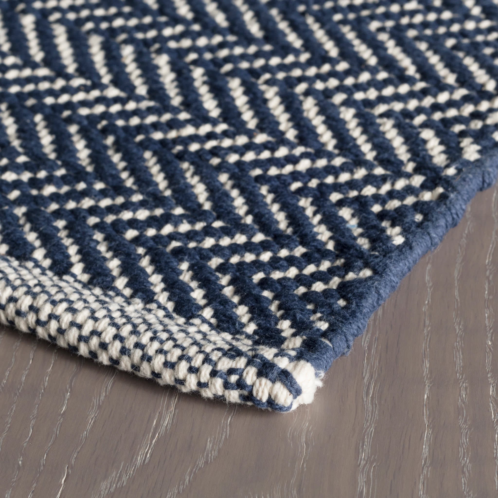 Herringbone Indigo Handwoven Cotton Rug