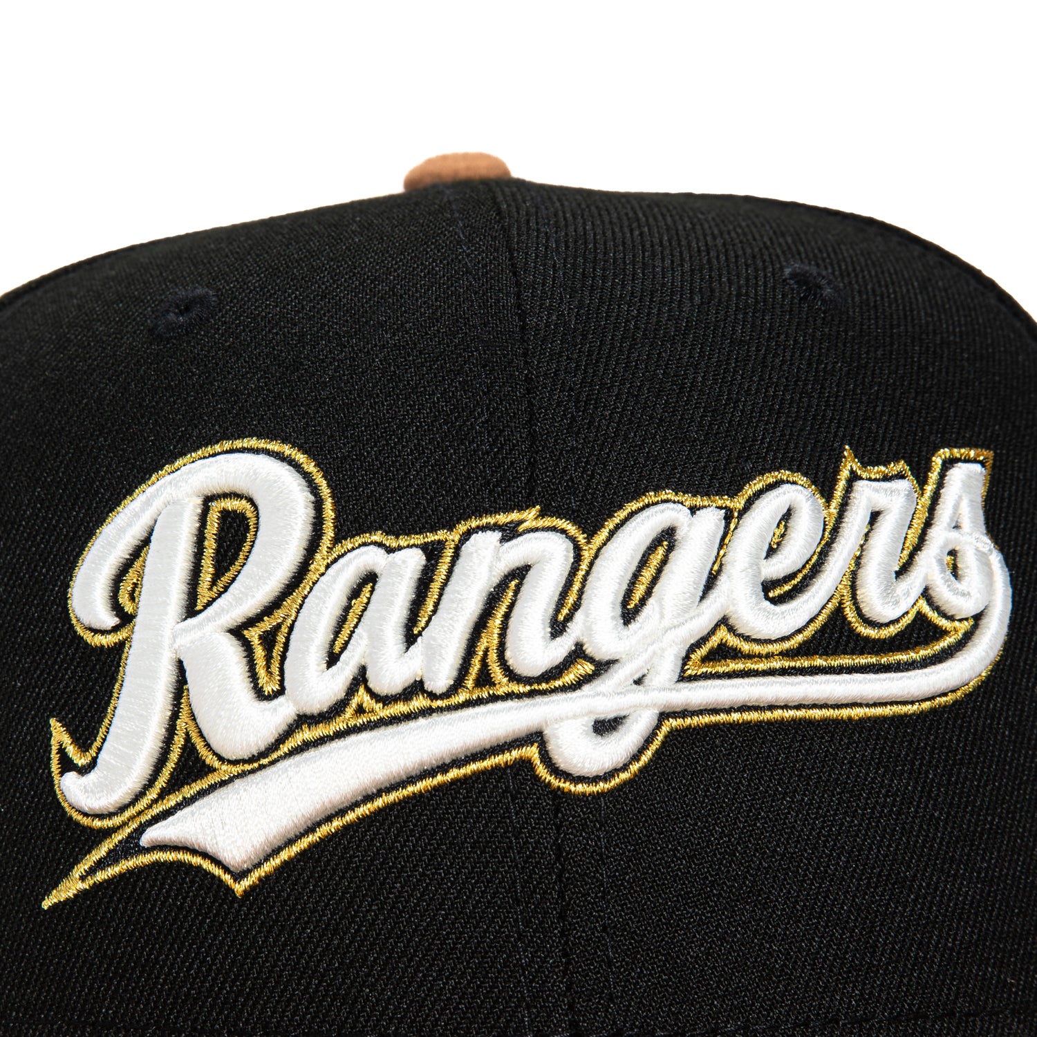 New Era 59Fifty Suede Visor Texas Rangers Final Season Patch Hat - Black, Tan