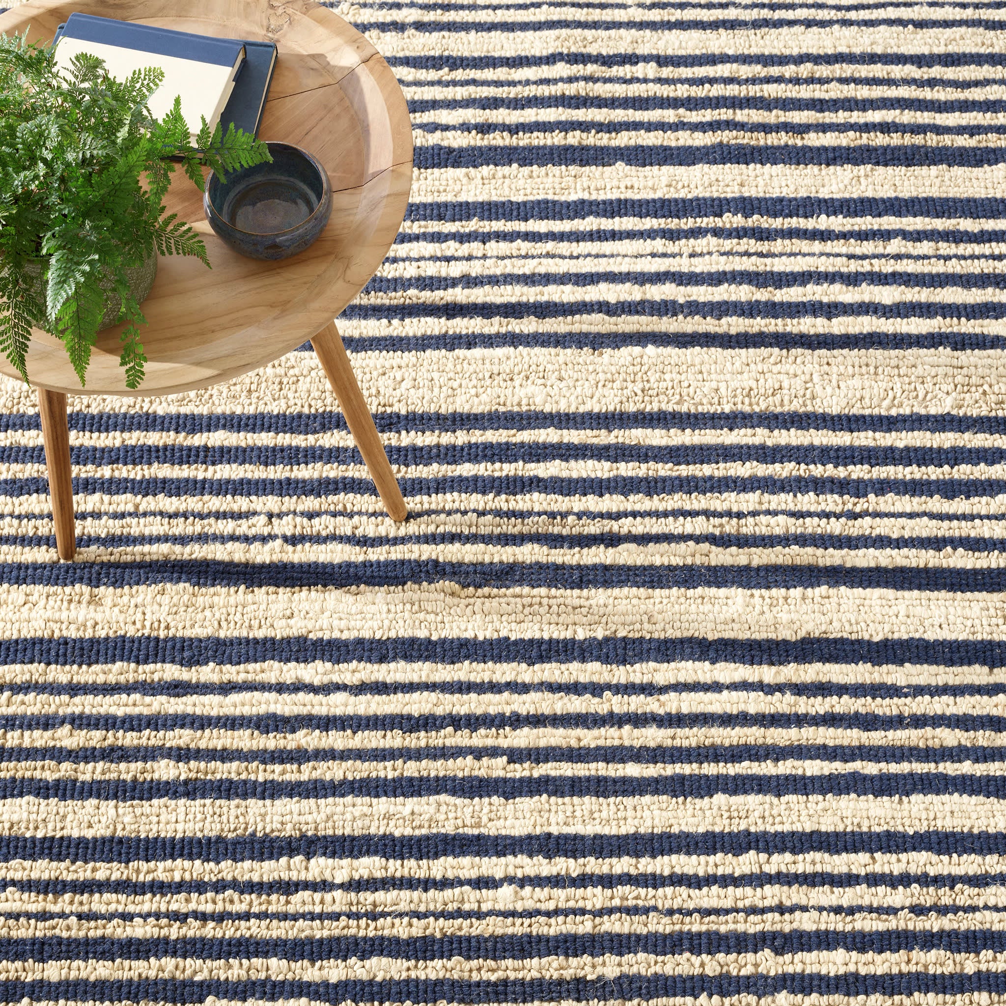 Calder Stripe Navy Handwoven Jute Rug