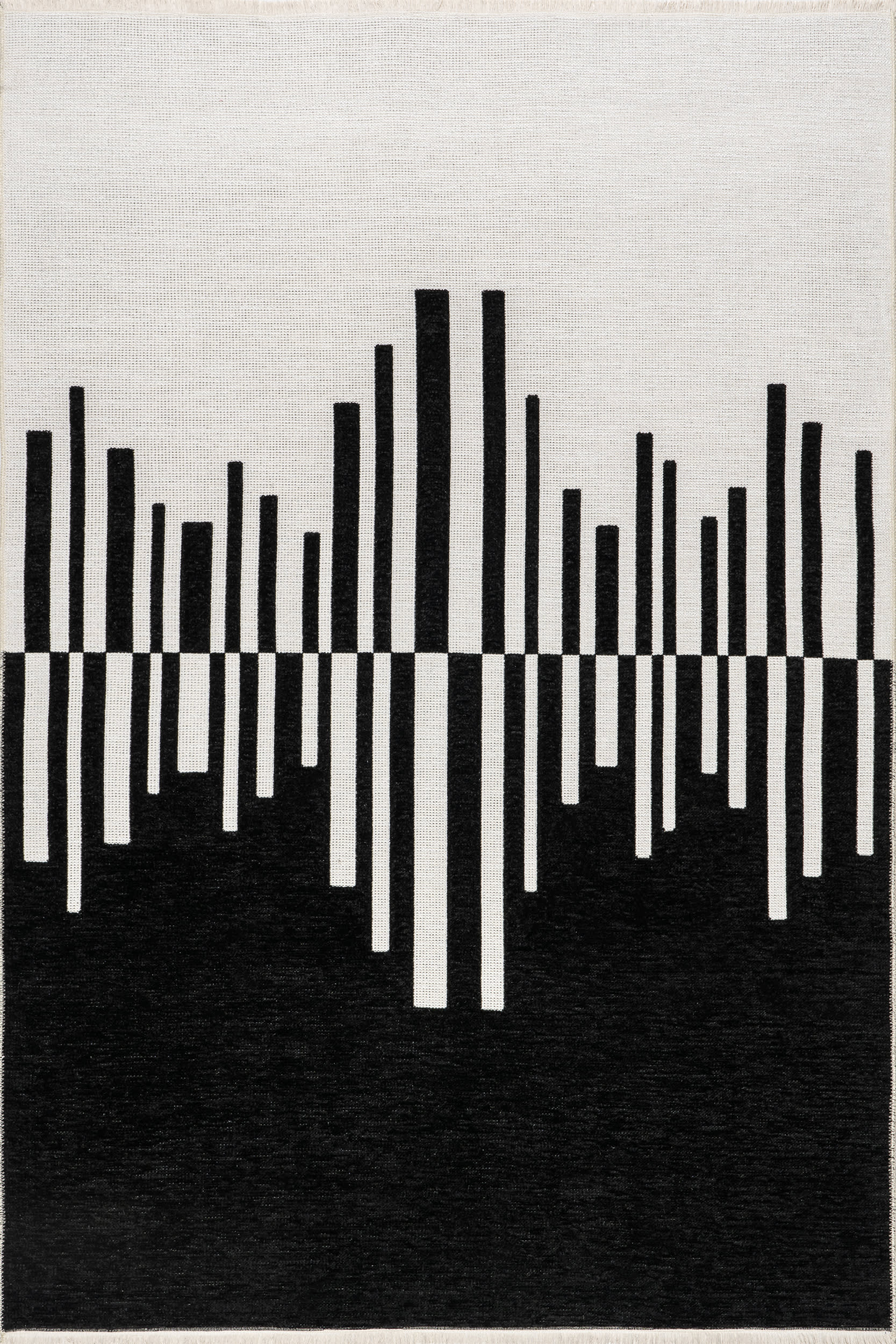 Alayah Piano Keys Reversible Washable Rug | Black/Cream