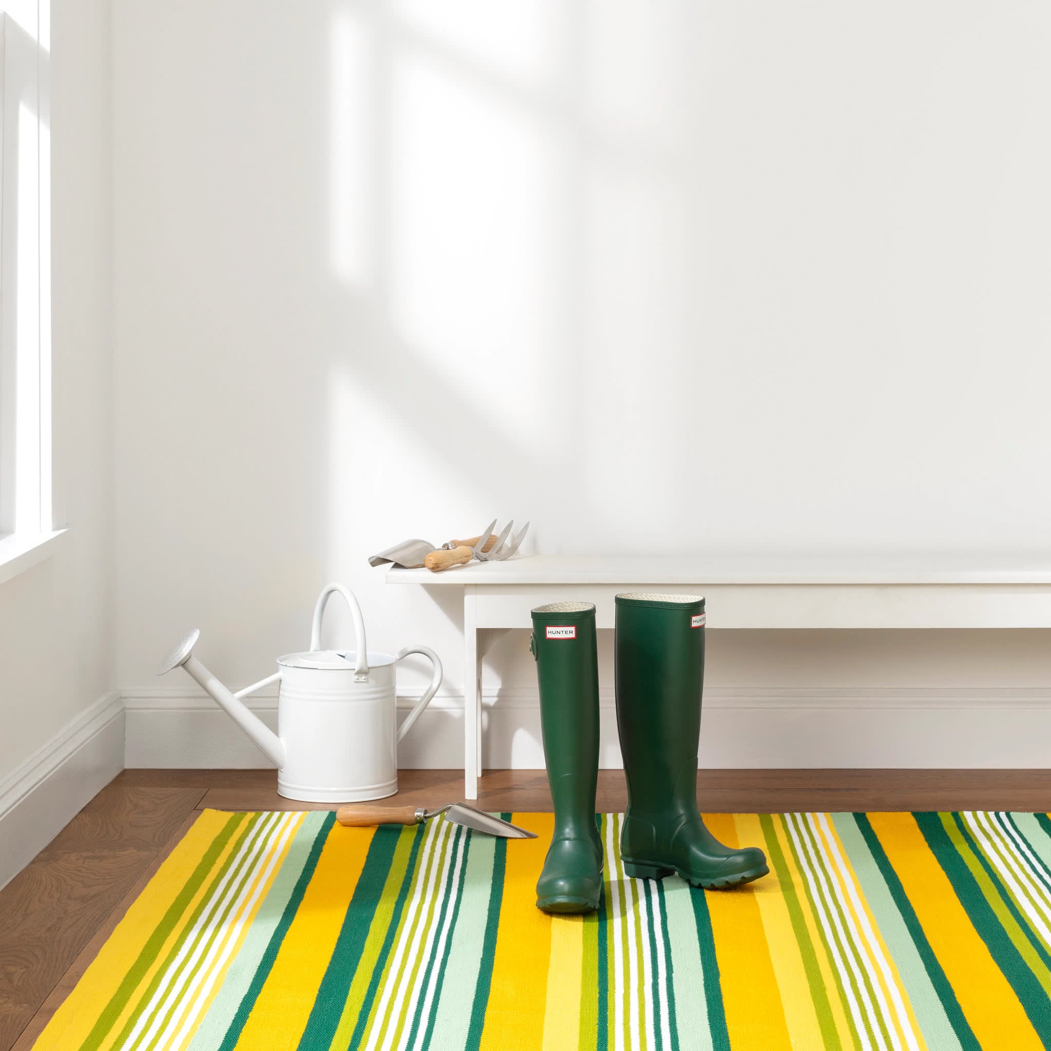 Sunny Stripe Lemon Handwoven Indoor/Outdoor Rug