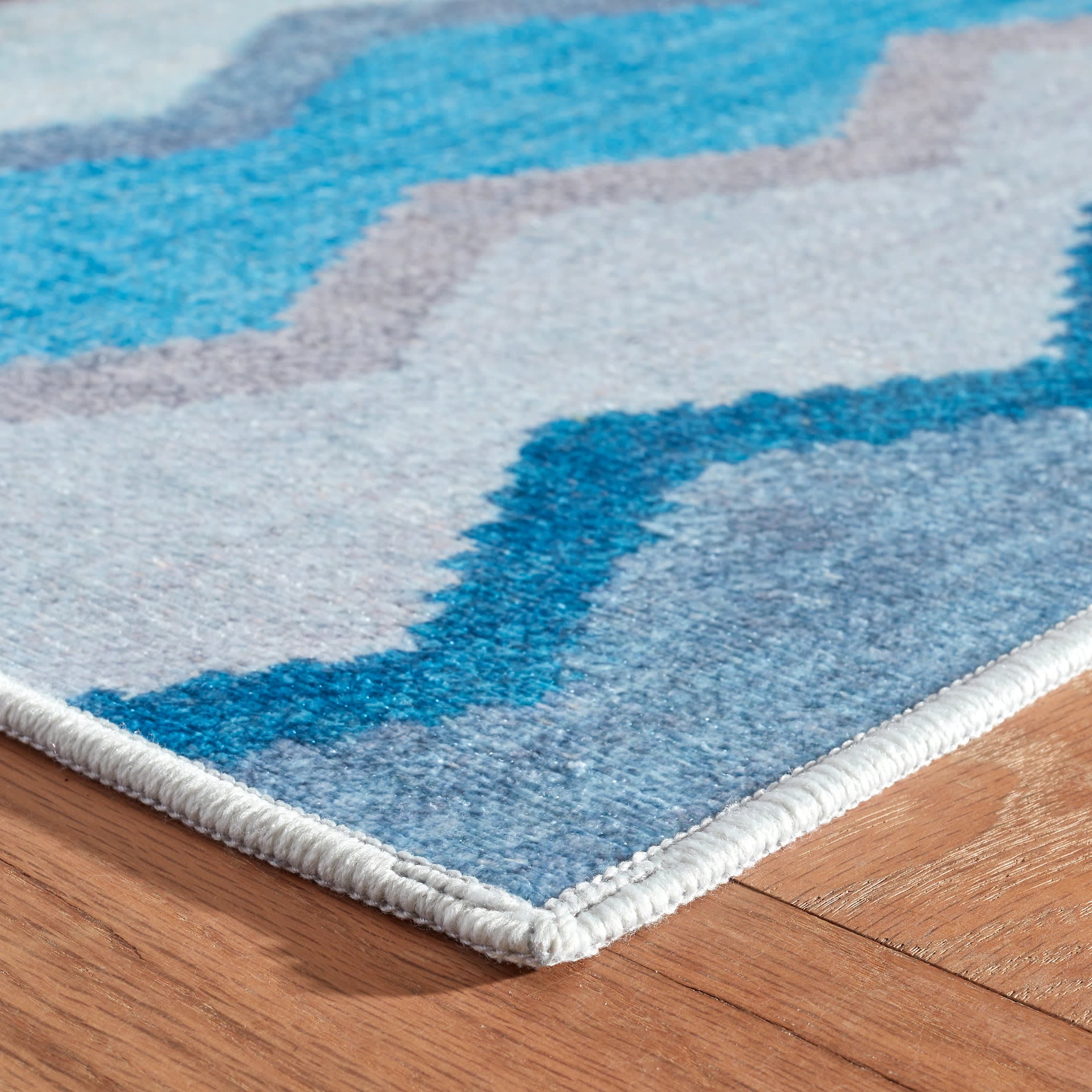 Safety Net Blue Machine Washable Rug