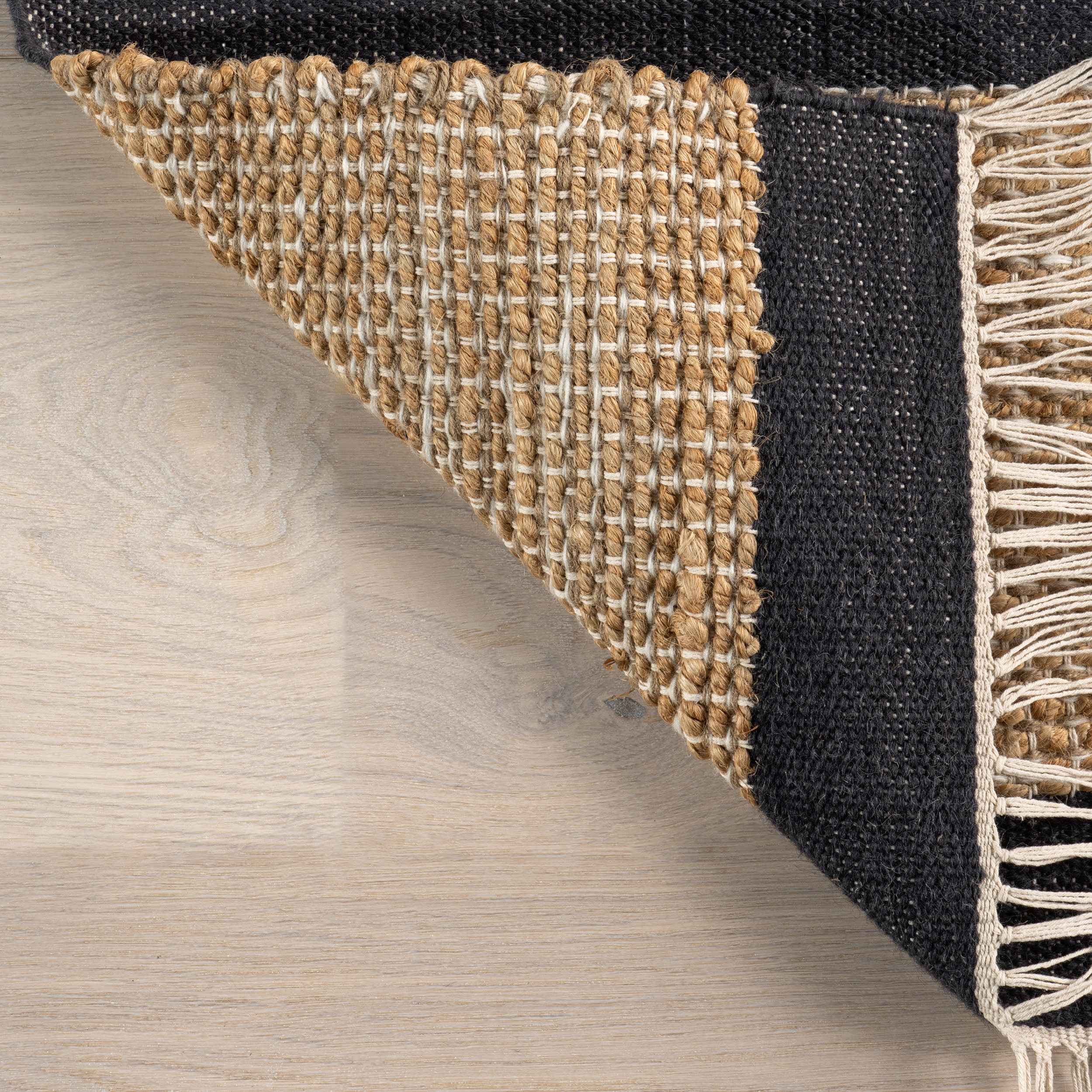 Rebel Striped Fringed Rug | Natural