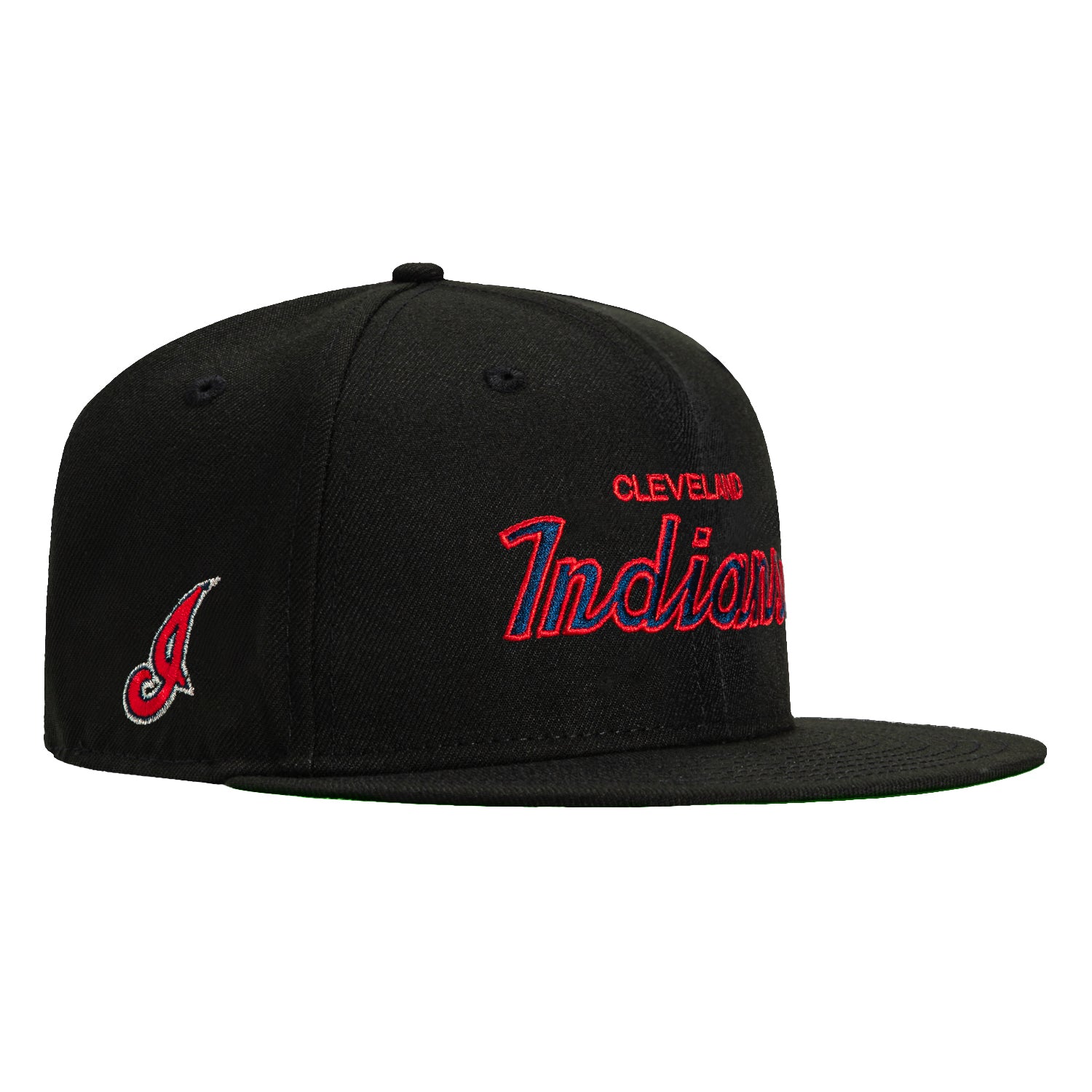 New Era 59Fifty Cleveland Indians Logo Patch Script Hat - Black