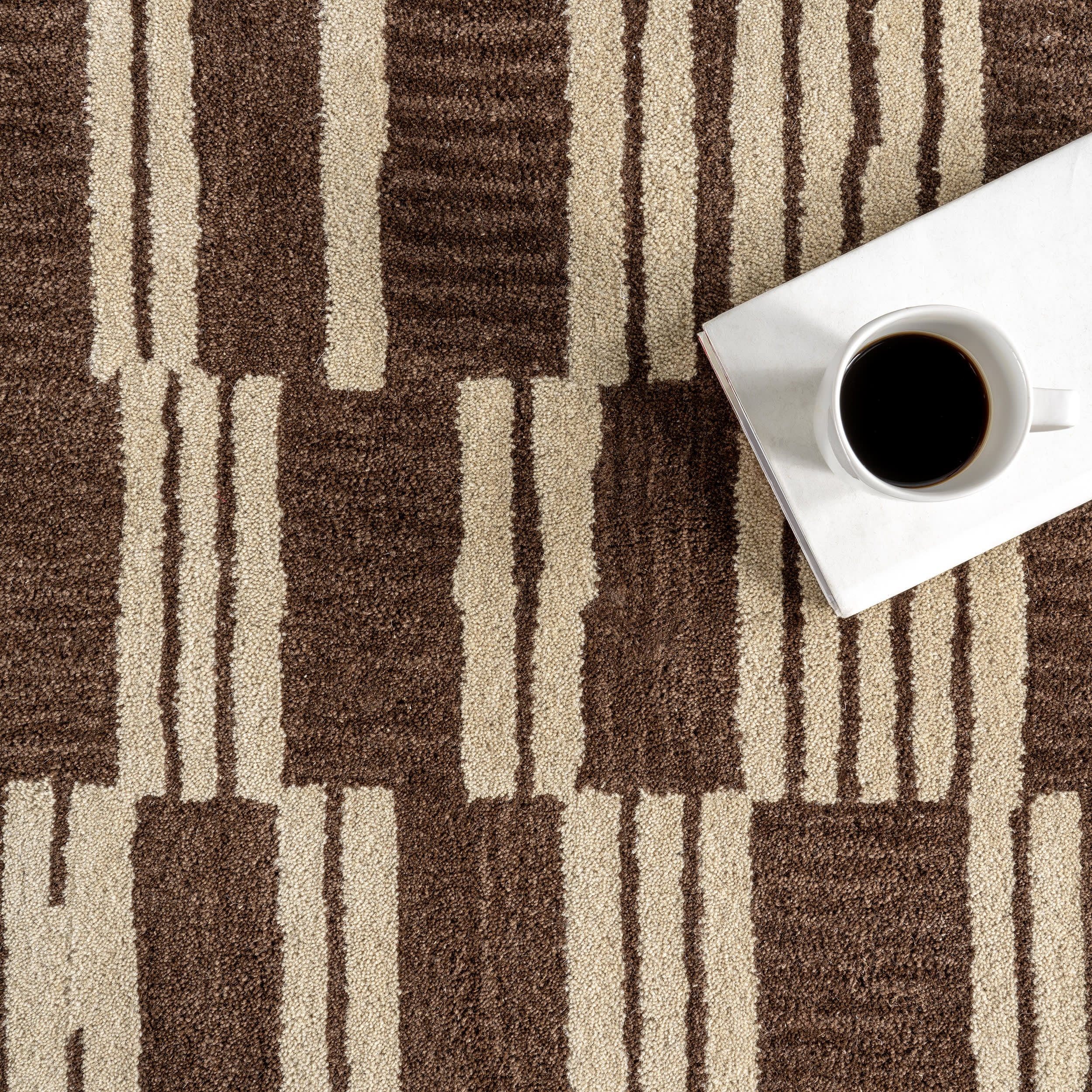 Tara Striped Wool Rug | Brown