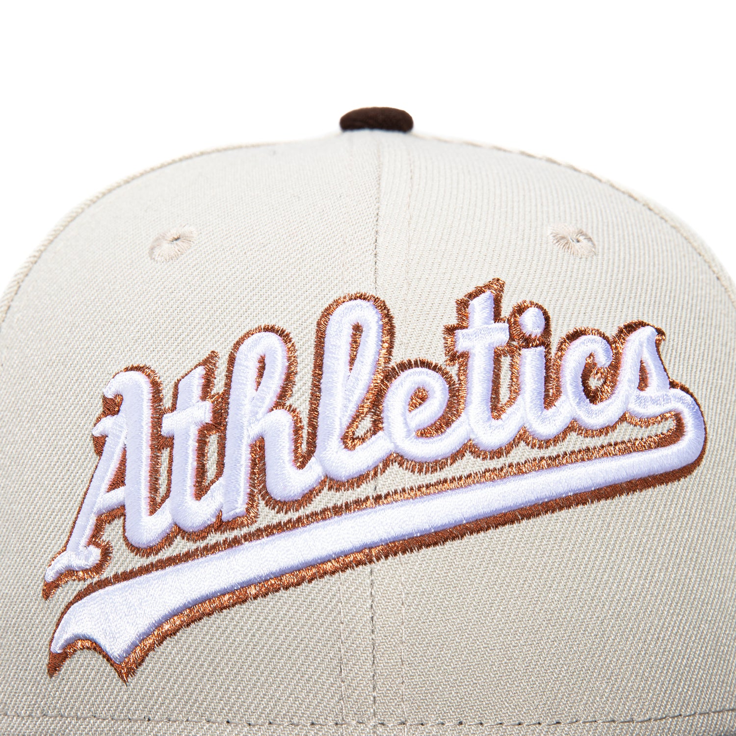 New Era 59Fifty Oakland Athletics Battle of the Bay Patch Script Hat - Stone, Brown, Metallic Copper