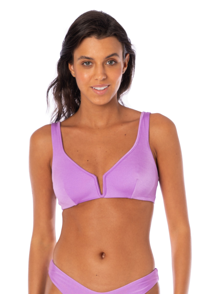 Maaji Metallic Lilac Victoria V Wire Bralette Bikini Top