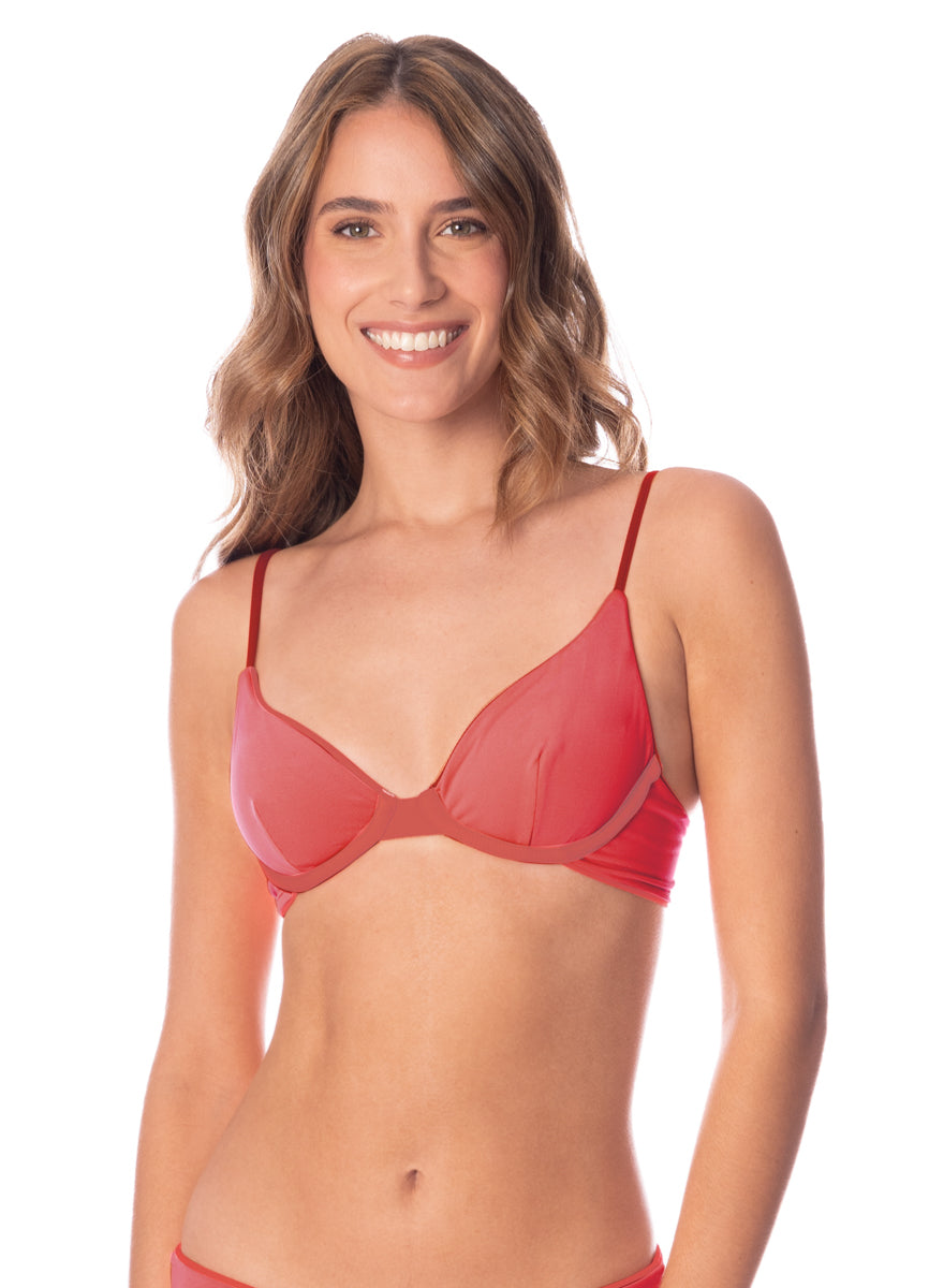 Maaji Red Camelia Dainty Unmolded Underwire Bikini Top