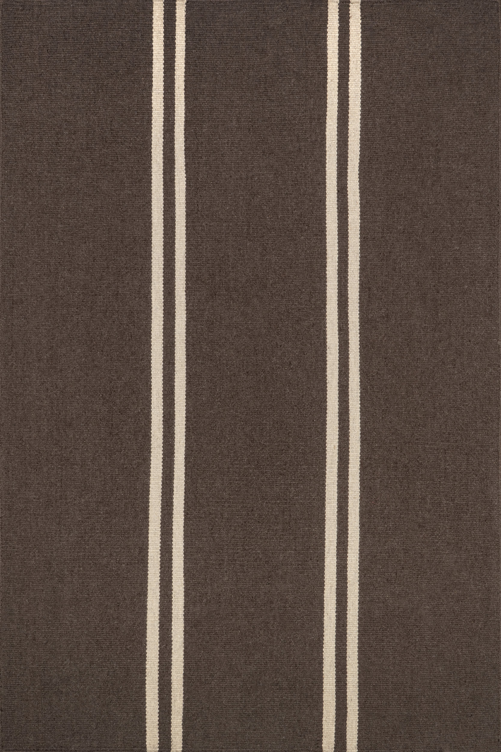 Elowen Double Striped Rug | Dark Brown