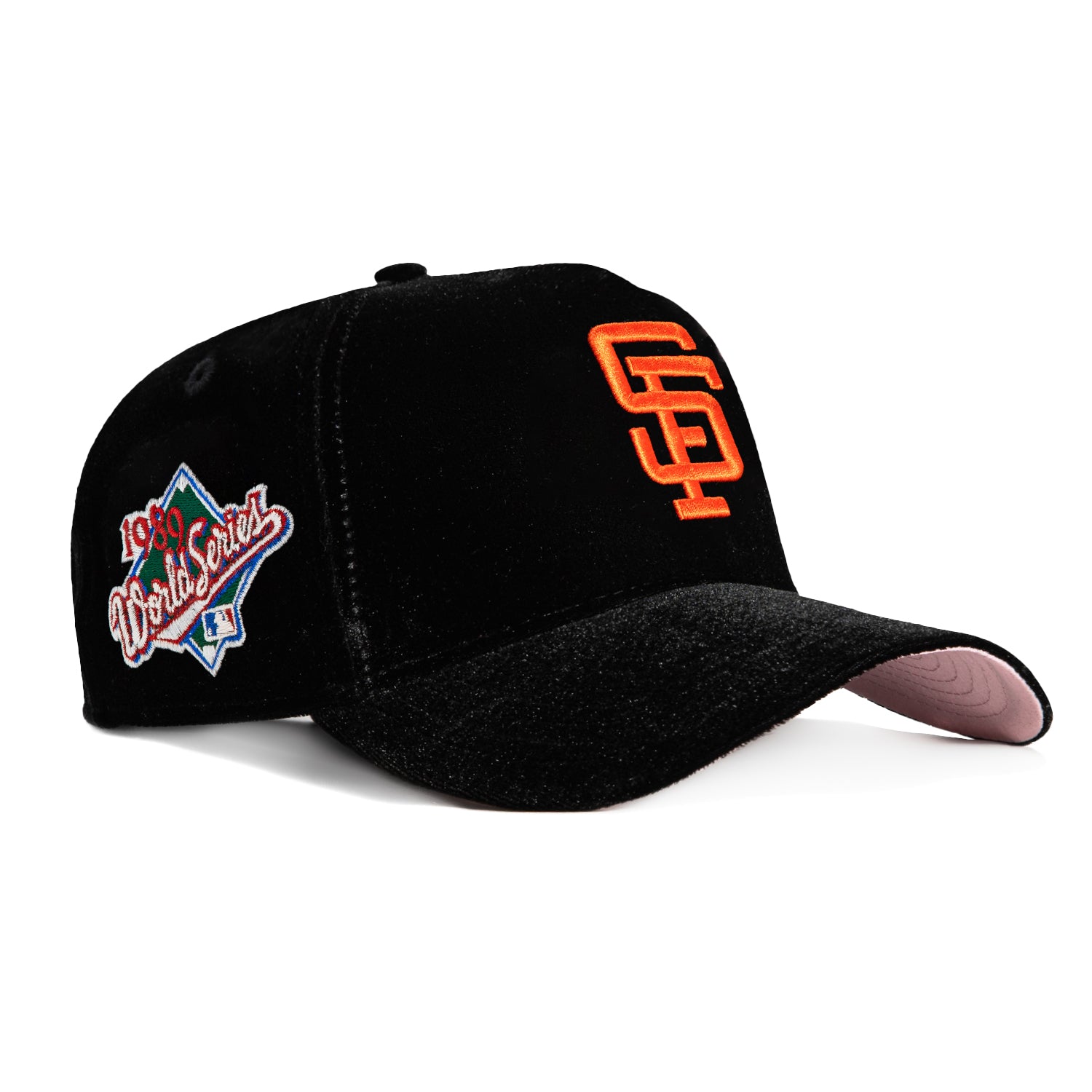 New Era 9Forty A-Frame Velvet San Francisco Giants 1989 World Series Patch Snapback Hat - Black