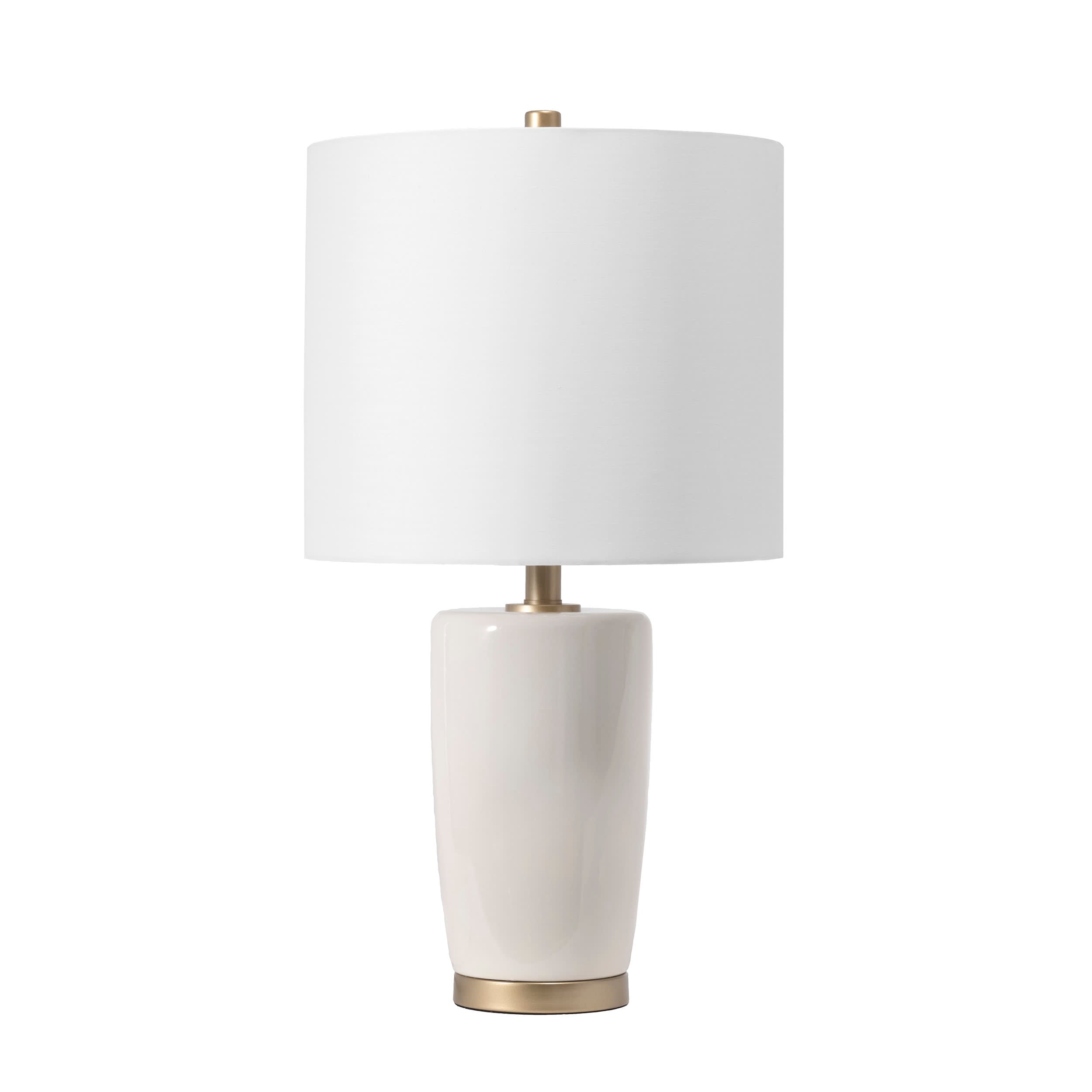 24-inch Glazed Ceramic Vase Table Lamp | Cream