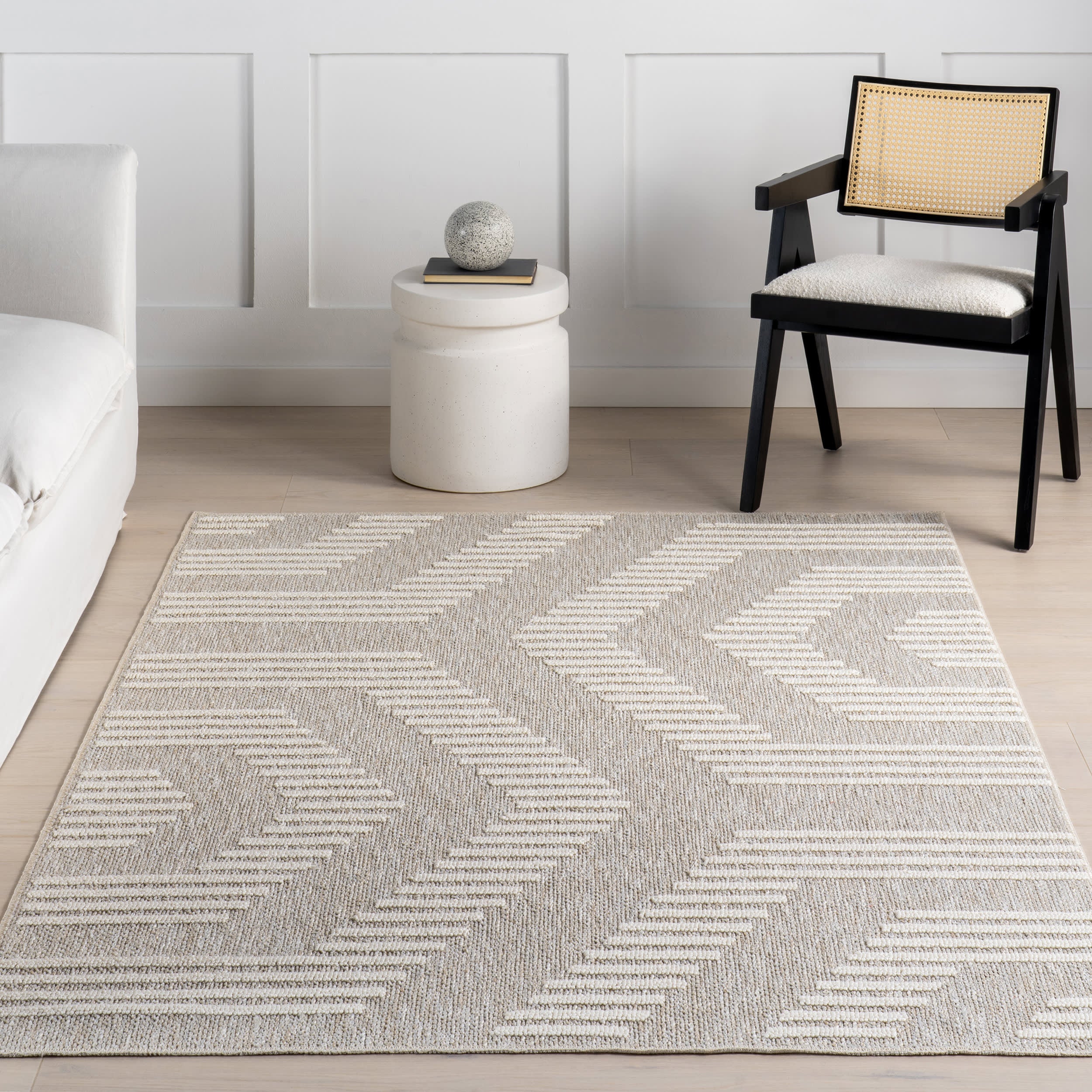 Allyson Hexagon Washable Rug | Beige