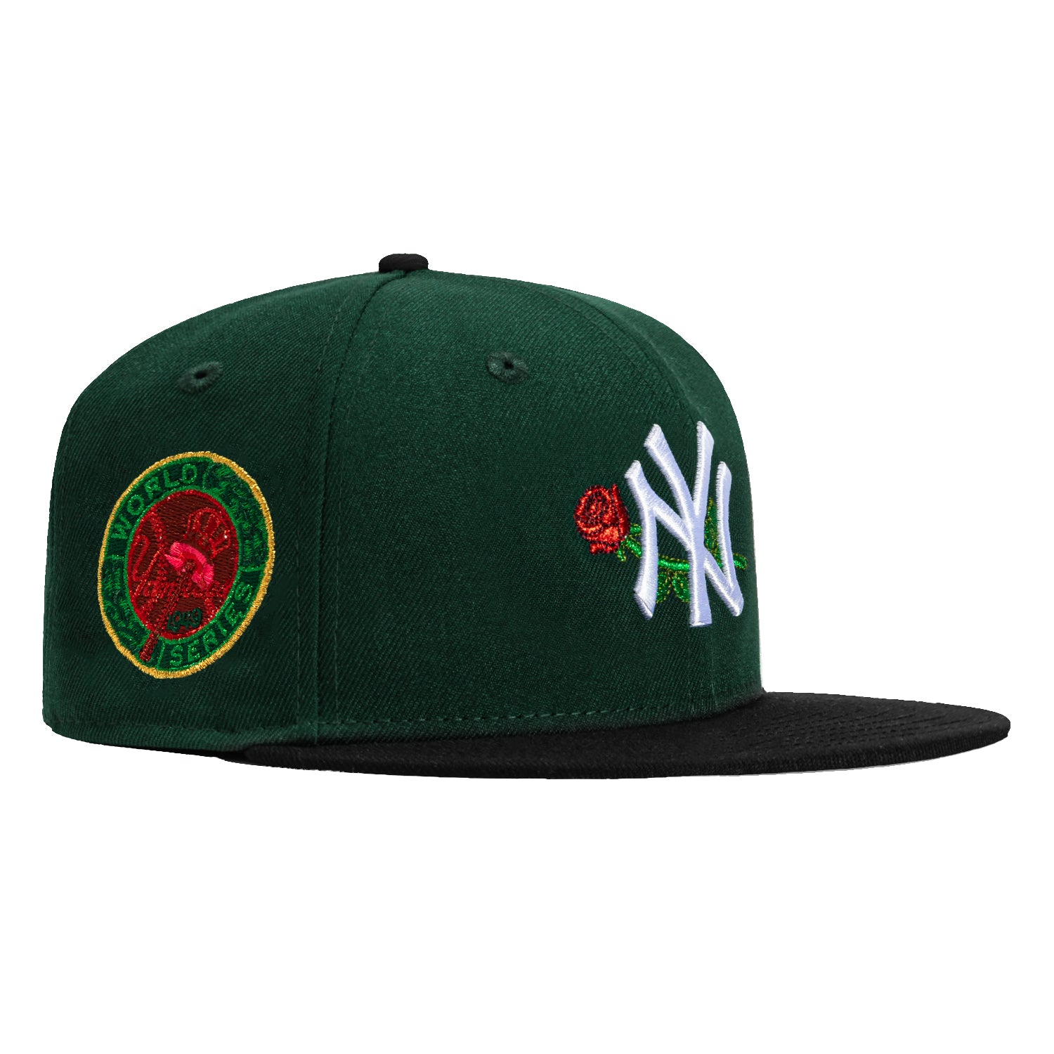 New Era 59Fifty Valentine's Day New York Yankees 1949 World Series Patch Rose Hat - Green, Black