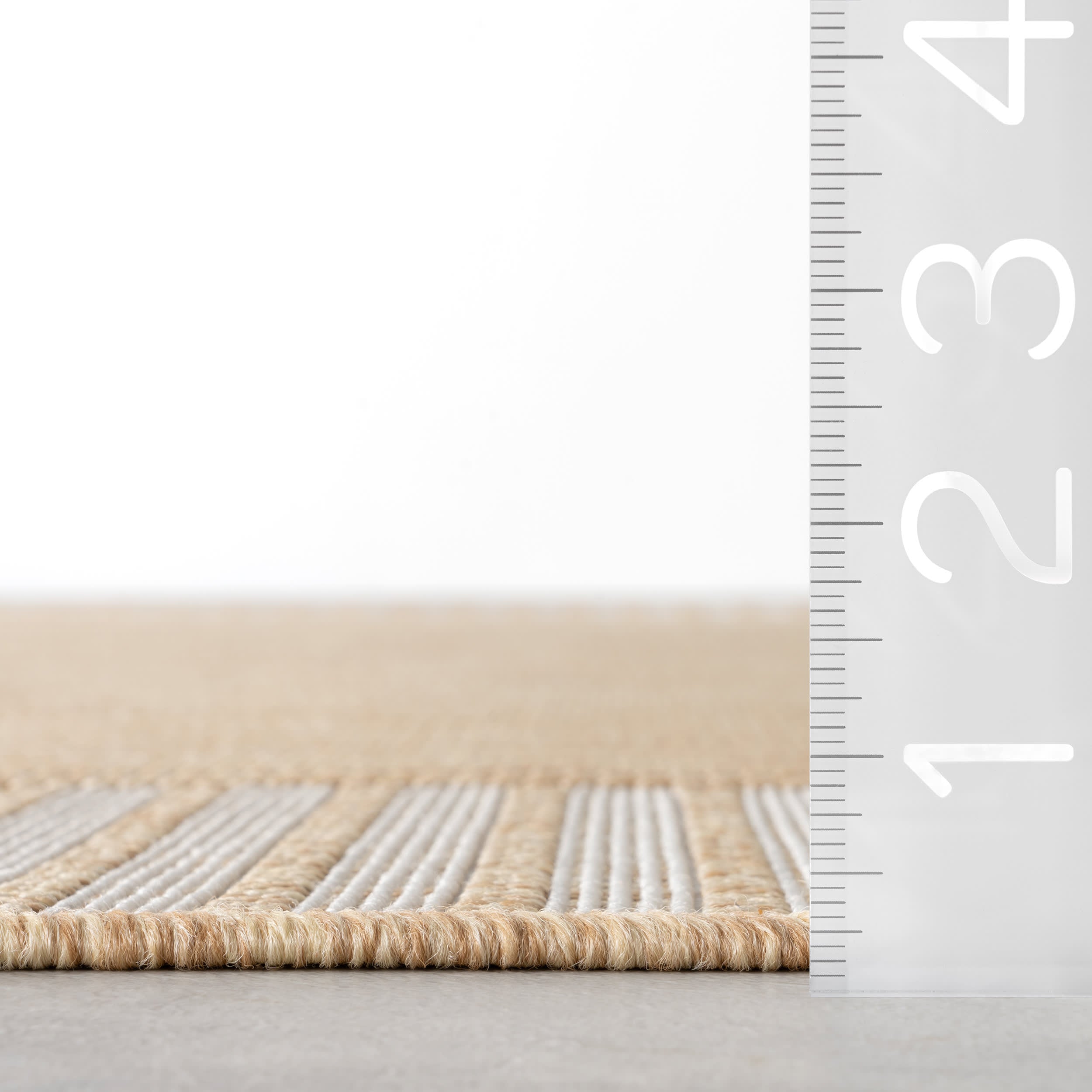 Striped Border Indoor/Outdoor Flatweave Rug | Tan