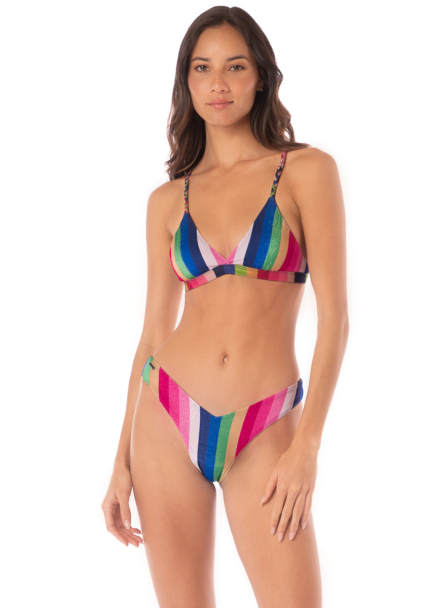 Maaji Candy Stripes Rasha Fixed Triangle Bikini Top