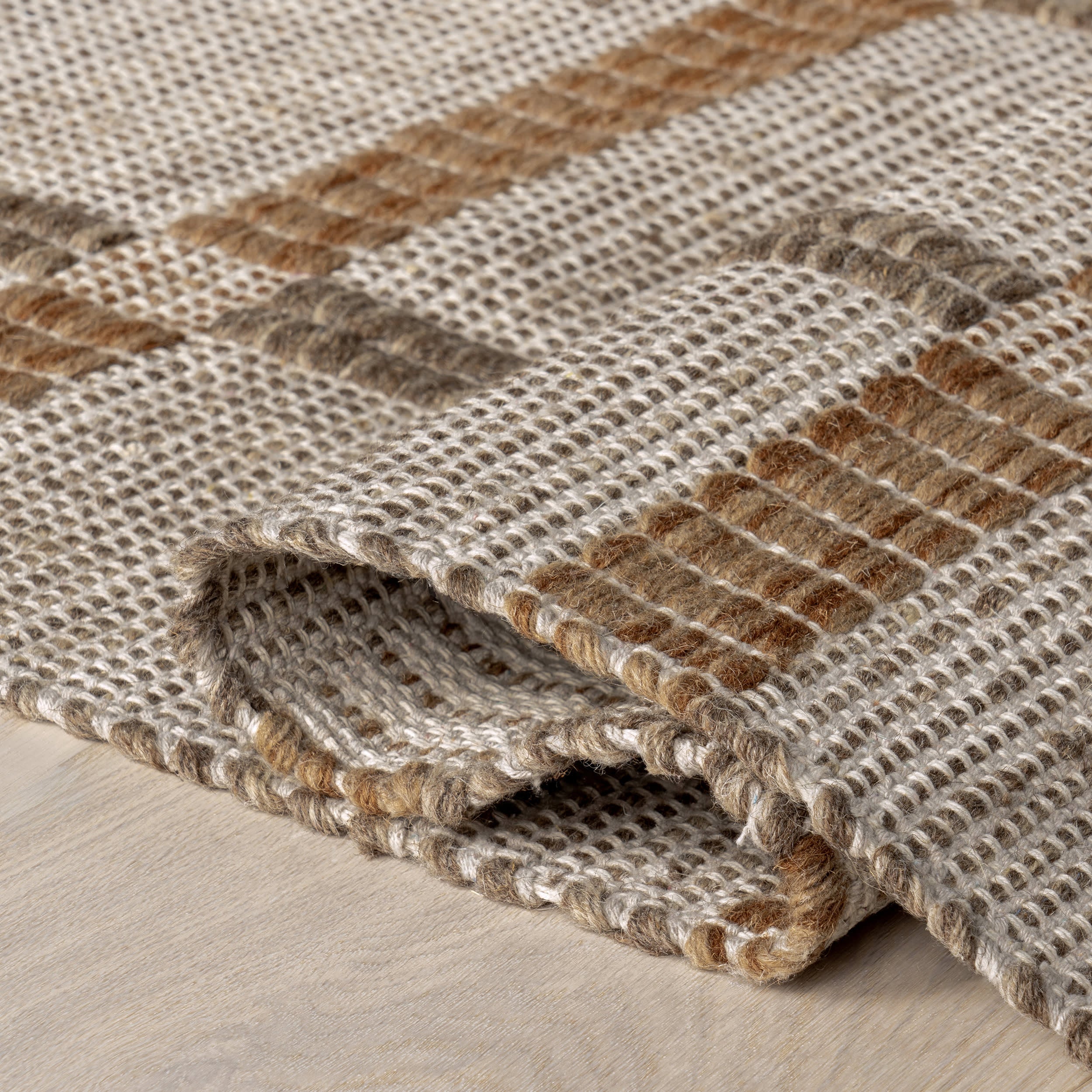 Annie Plaid Wool and Cotton Rug | Ivory